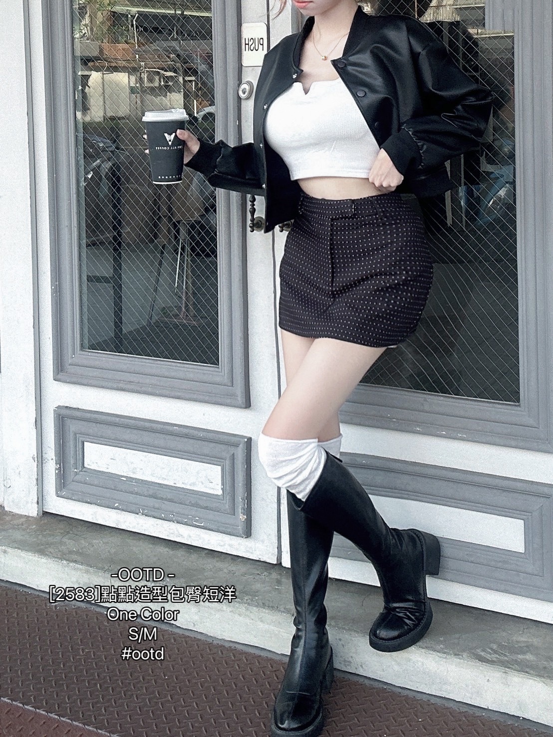 [2583]點點造型包臀短洋 (3)