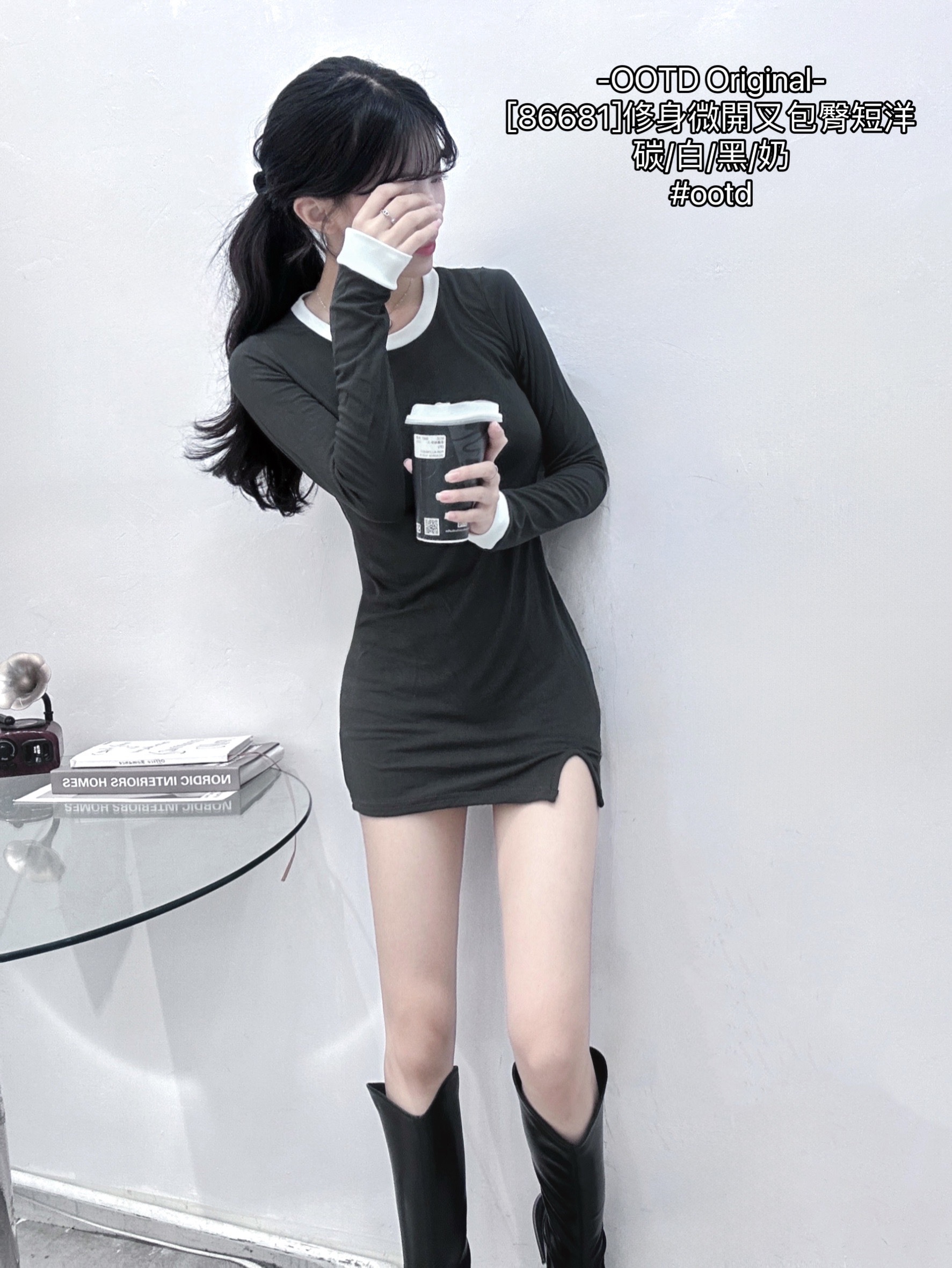 [86681]修身微開叉包臀短洋 (6)