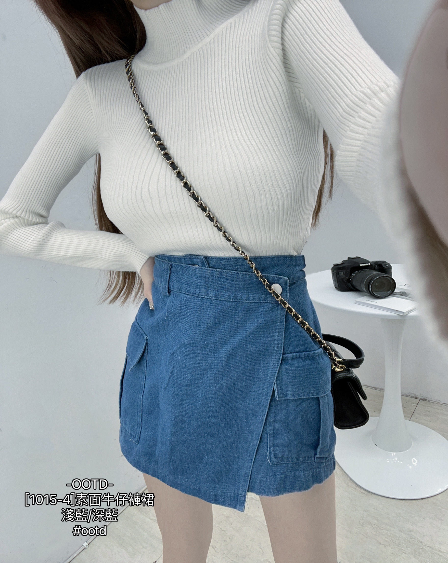 [1015-4]素面牛仔褲裙 (2)
