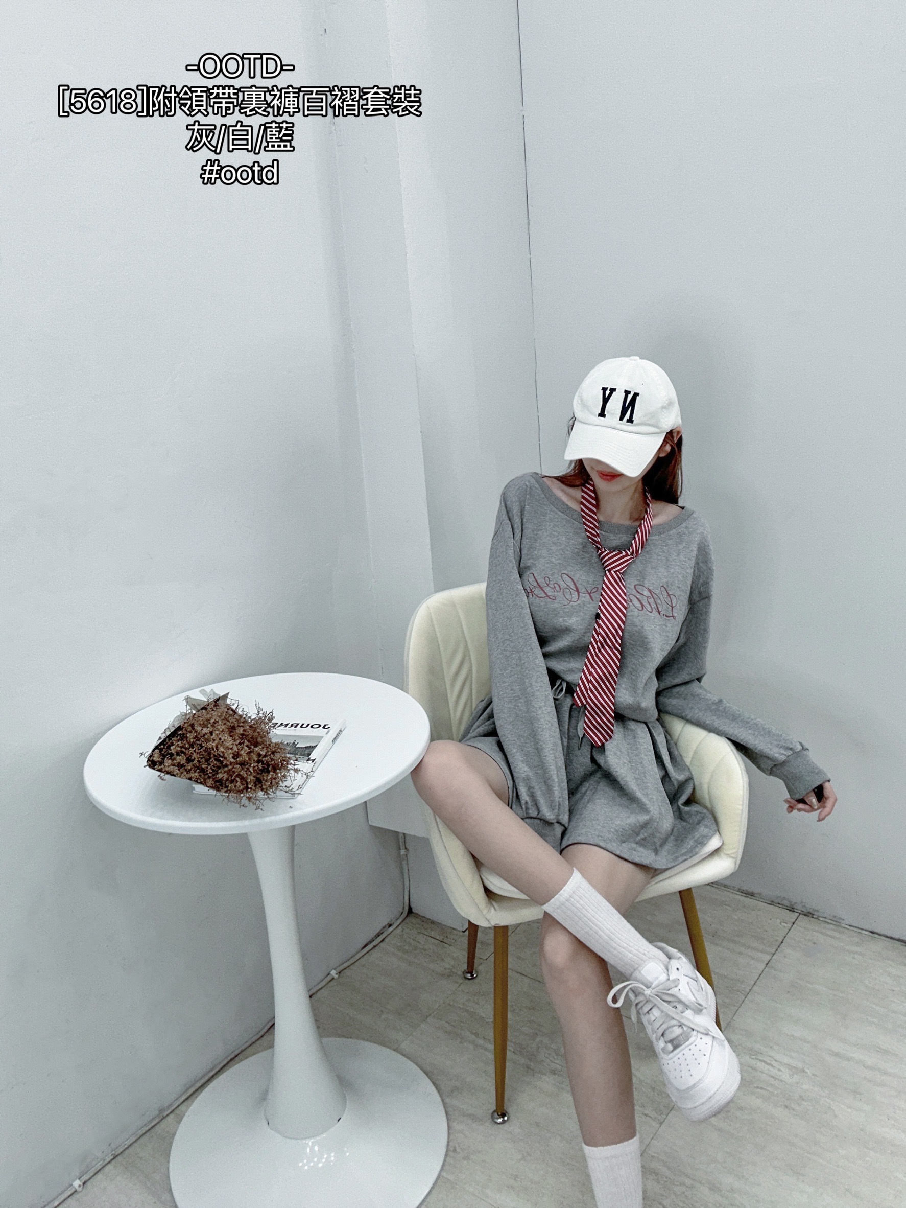 [5618]附領帶裏褲百褶套裝 (3)