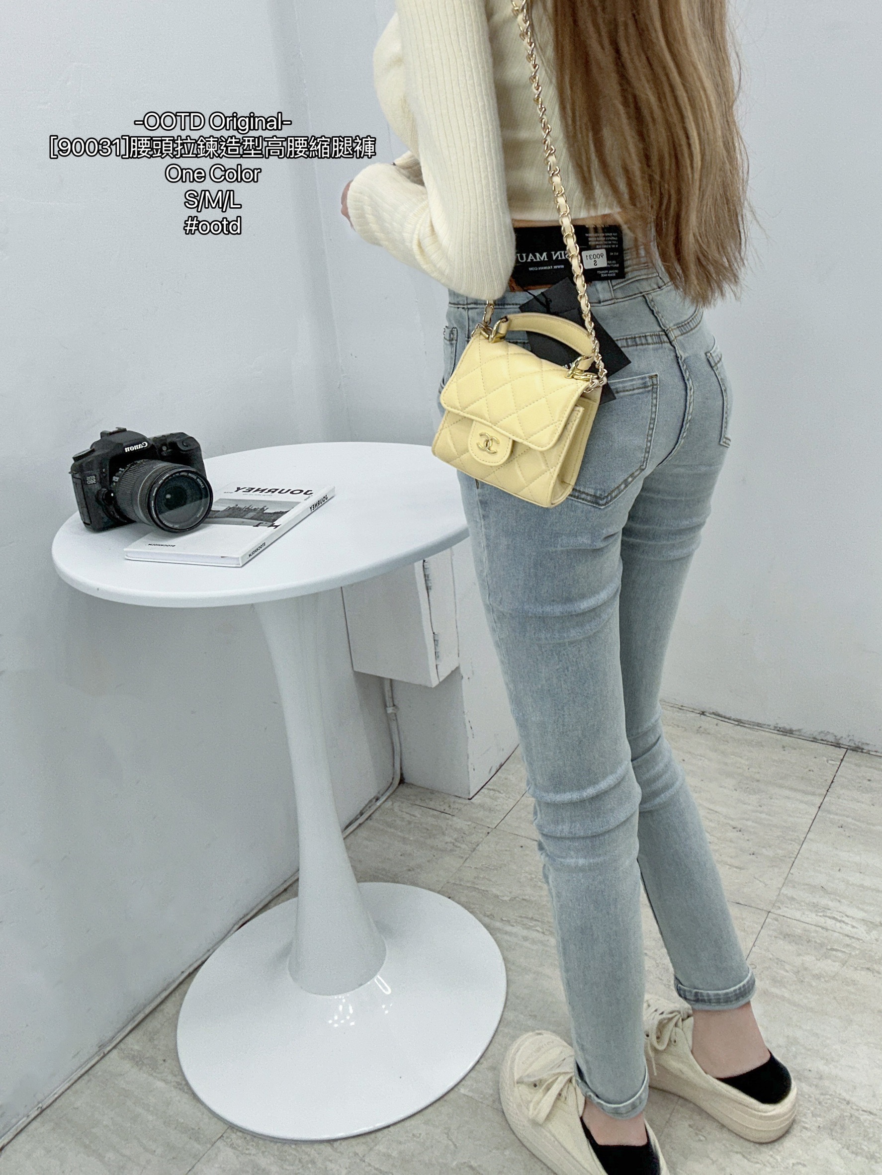 [90031]腰頭拉鍊造型高腰縮腿褲 (4)