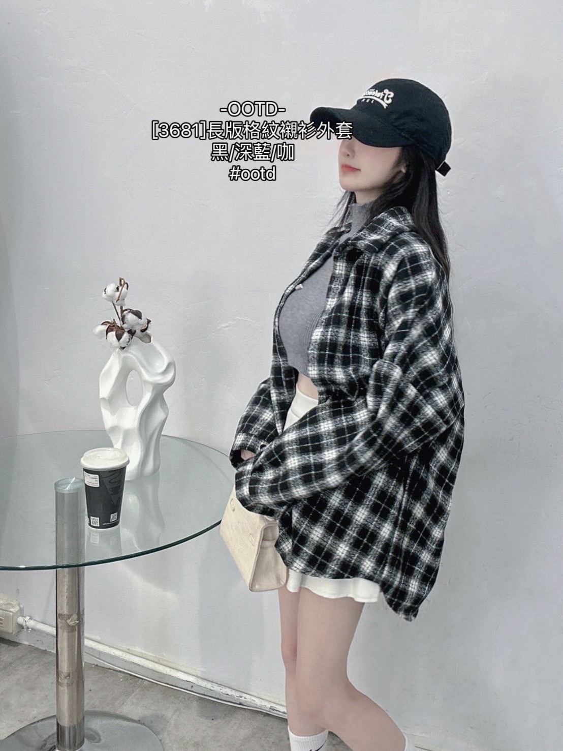 [3681]長版格紋襯衫外套 (8)