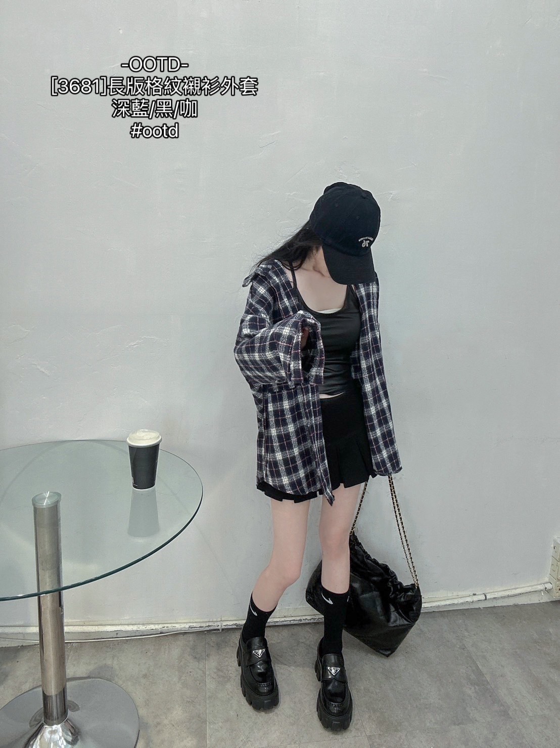[3681]長版格紋襯衫外套 (6)