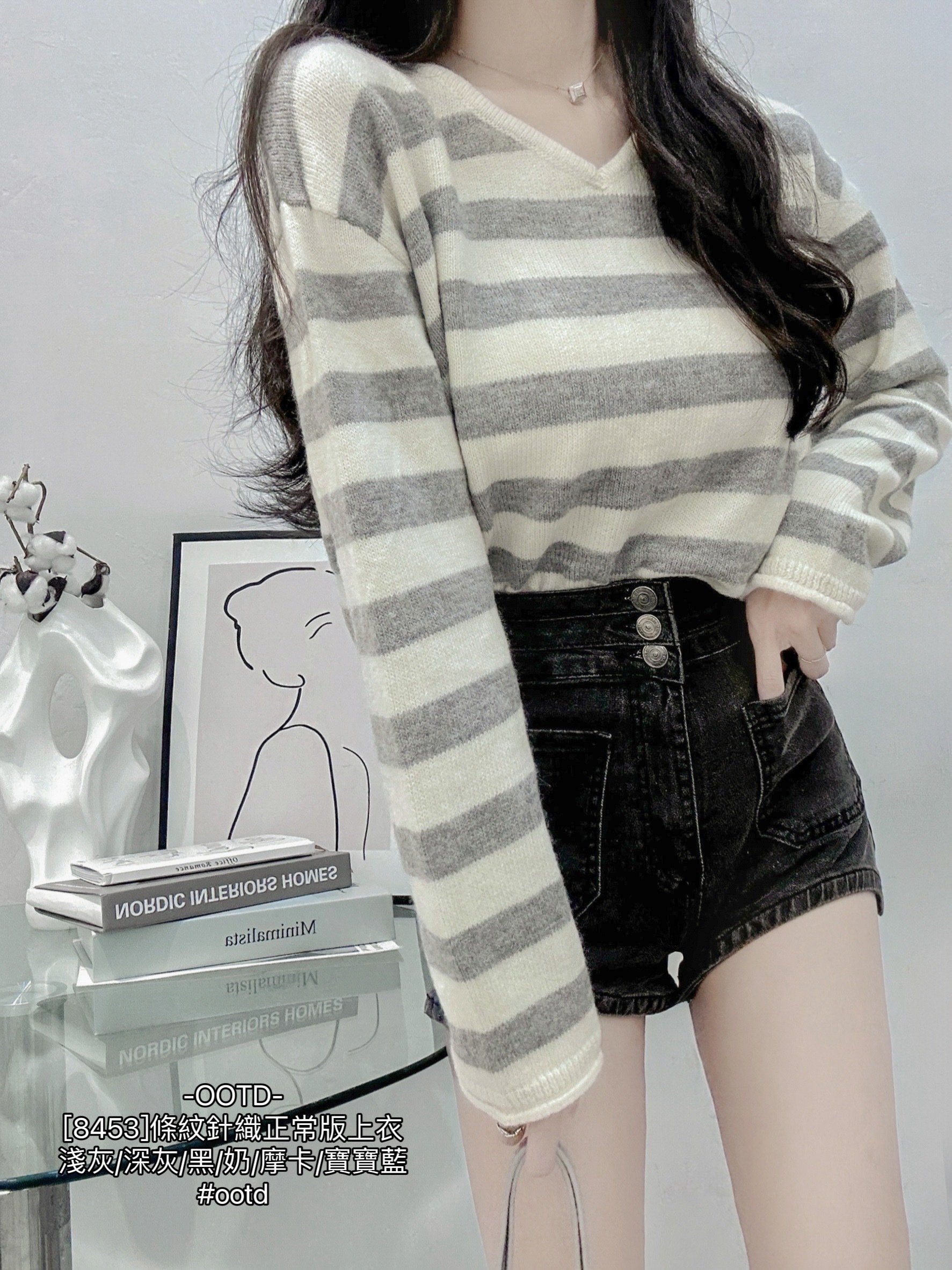[8453]條紋針織正常版上衣 (5)