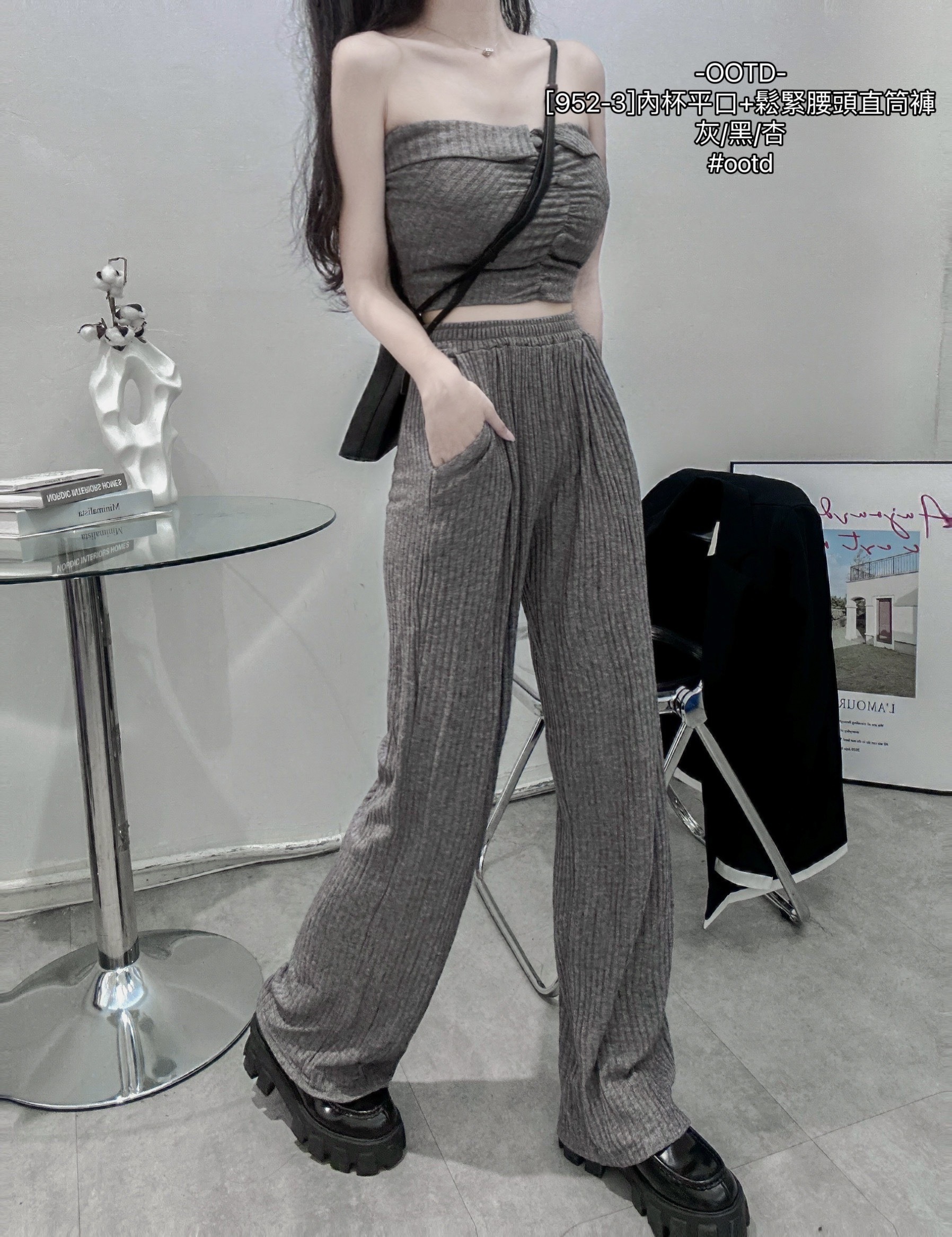 [952-3]內杯平口+鬆緊腰頭直筒褲 (3)