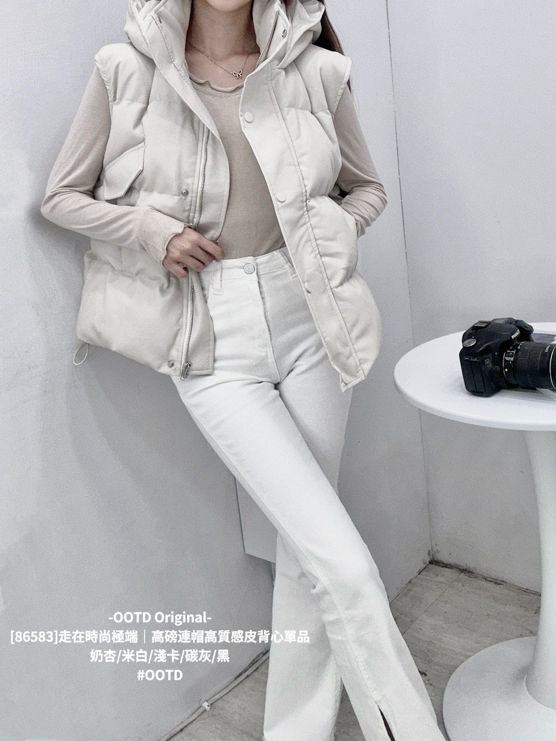 [86583]走在時尚極端｜高磅連帽高質感皮背心單品 (6)