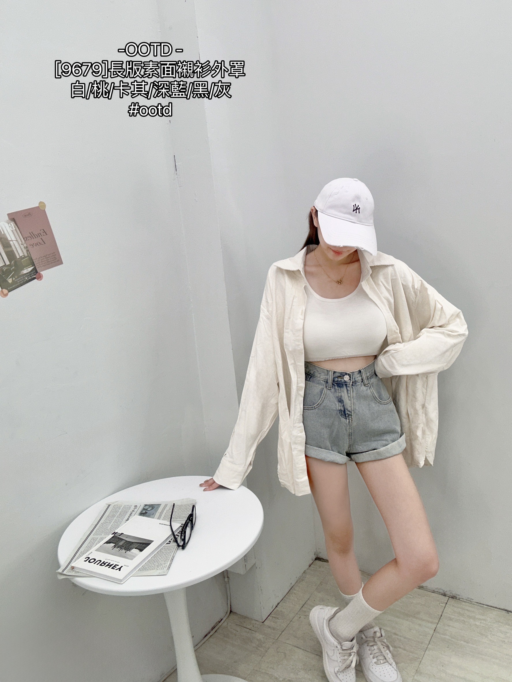 [9679]長版素面襯衫外罩 (2)