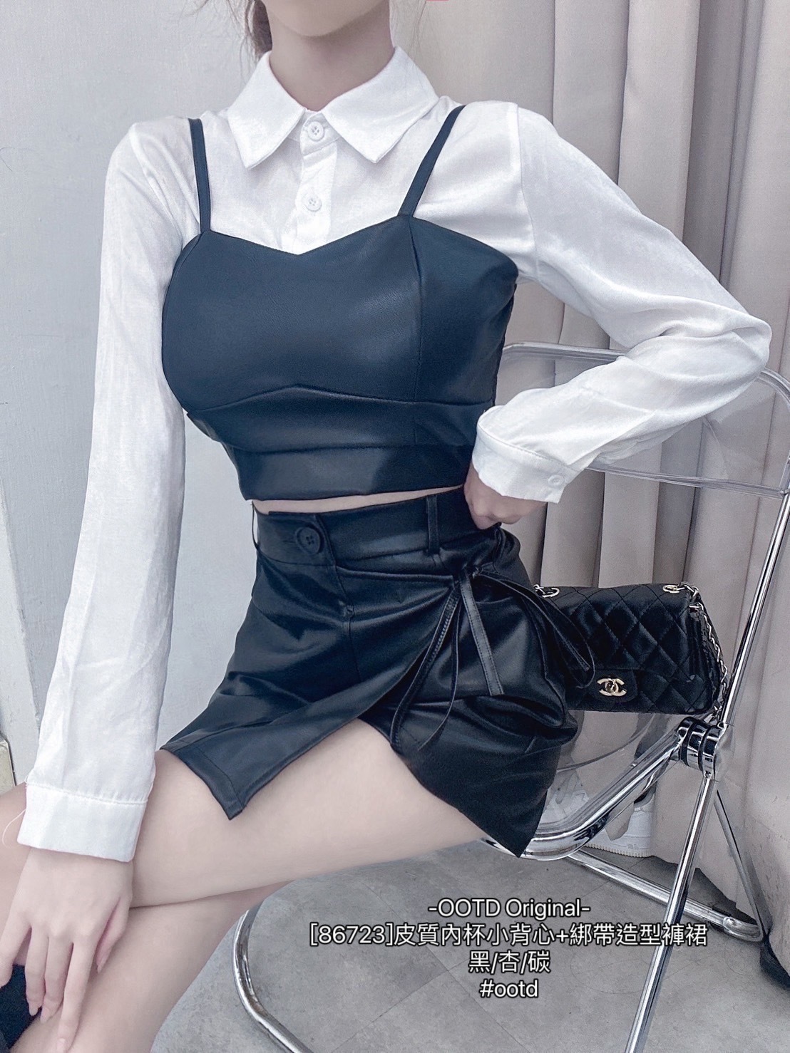 [86723]皮質內杯小背心+綁帶造型褲裙 (10)