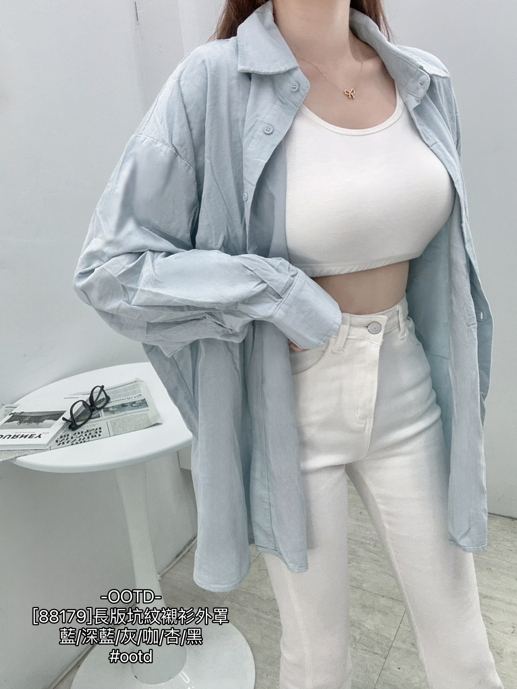 [88179]長版坑紋襯衫外罩 (4)