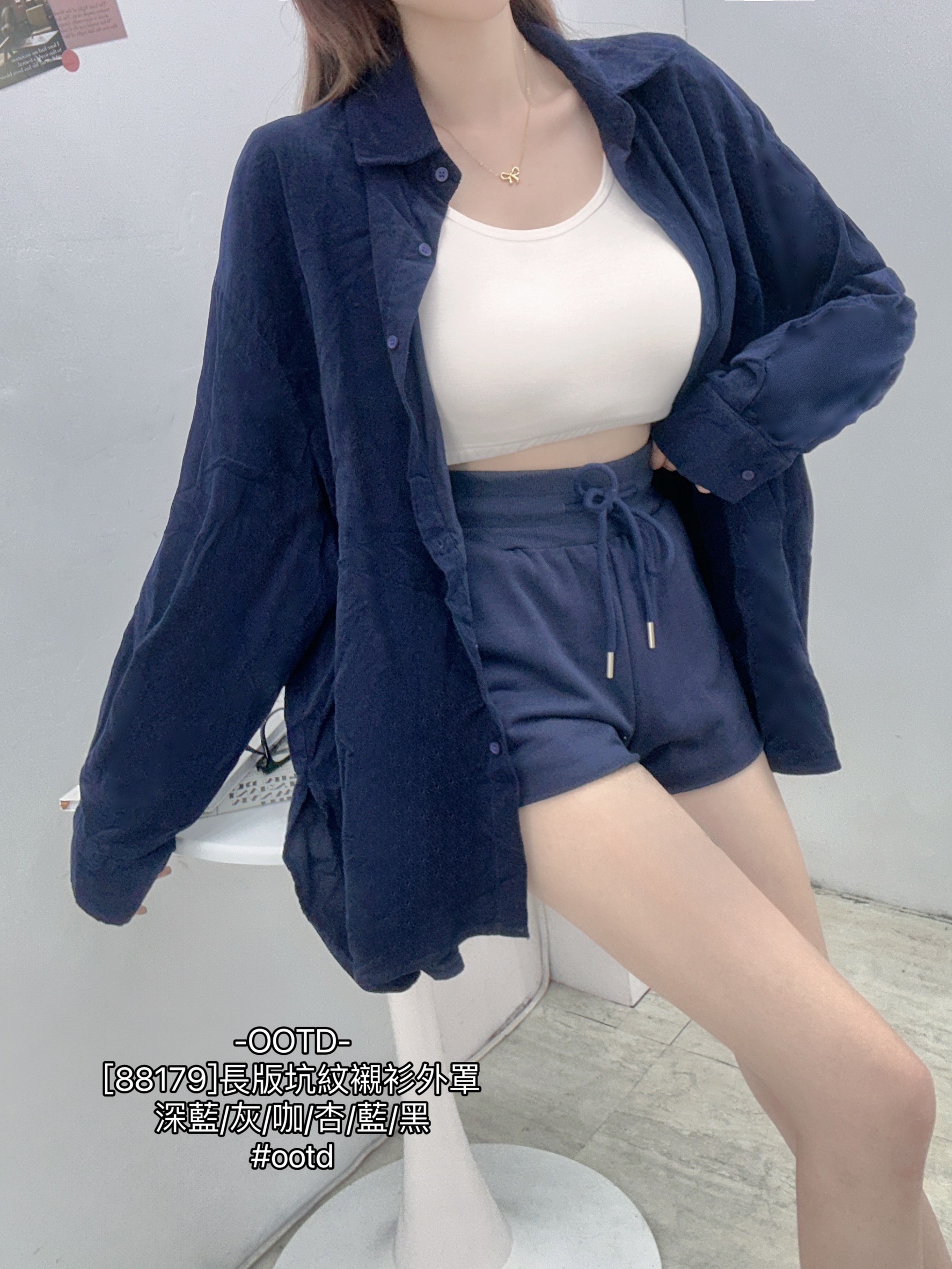 [88179]長版坑紋襯衫外罩 (7)