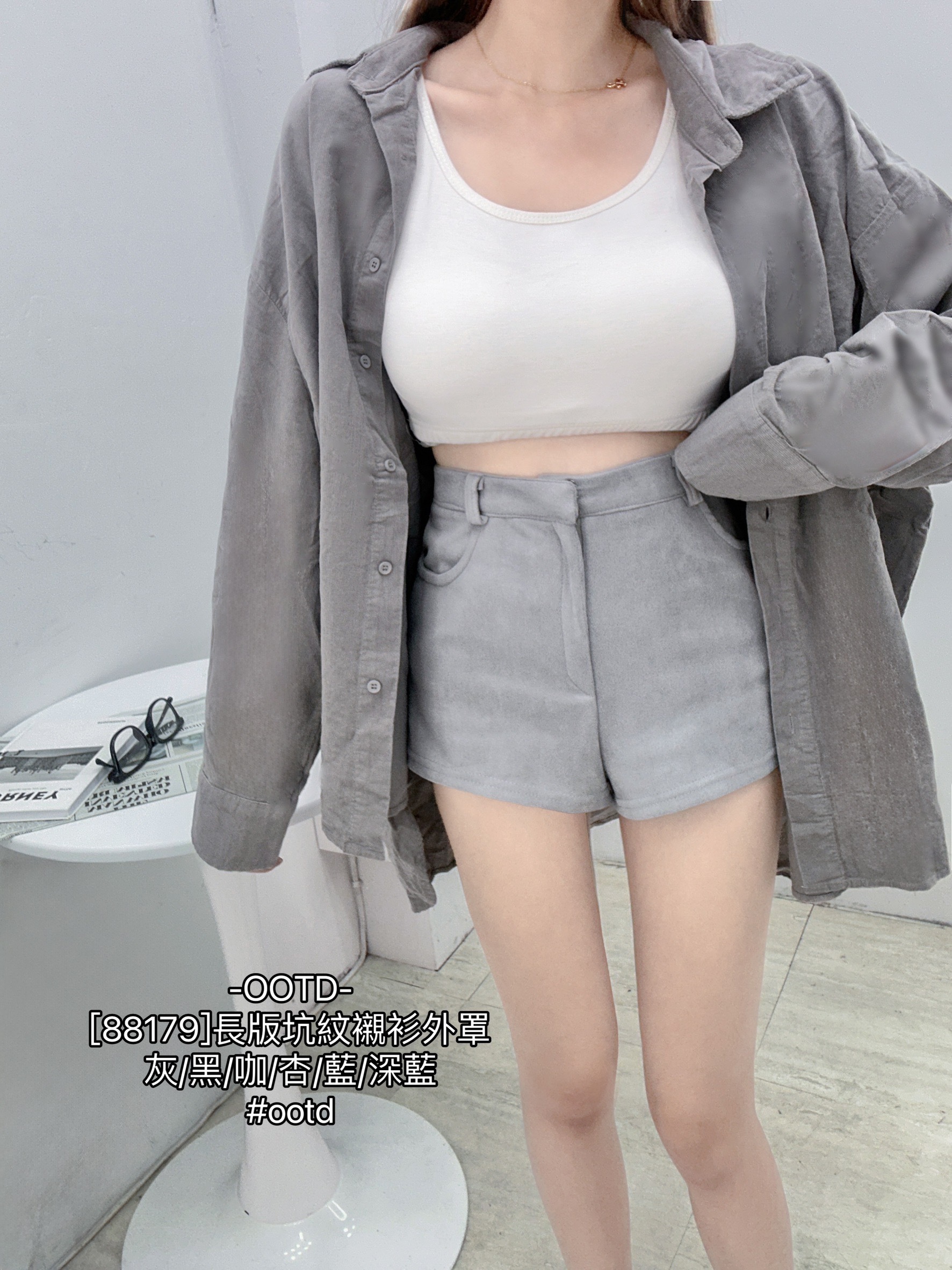 [88179]長版坑紋襯衫外罩 (6)