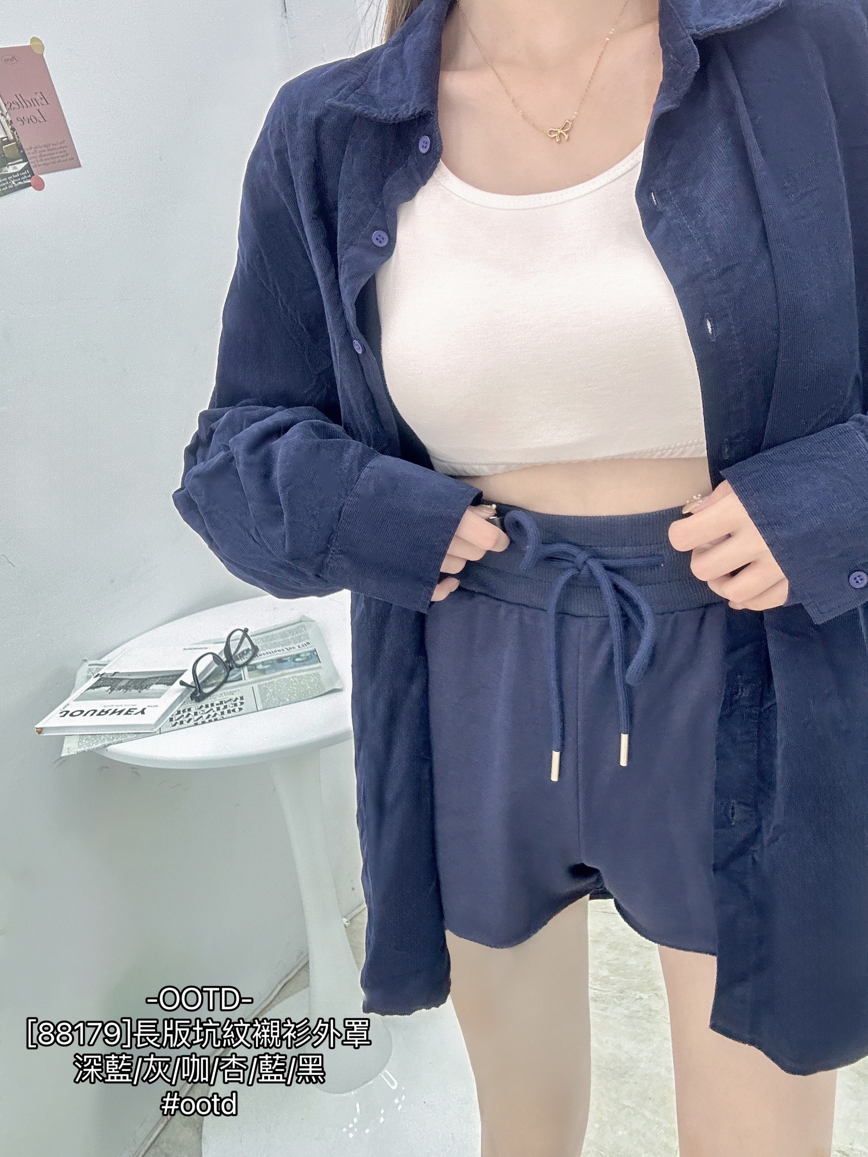 [88179]長版坑紋襯衫外罩 (8)