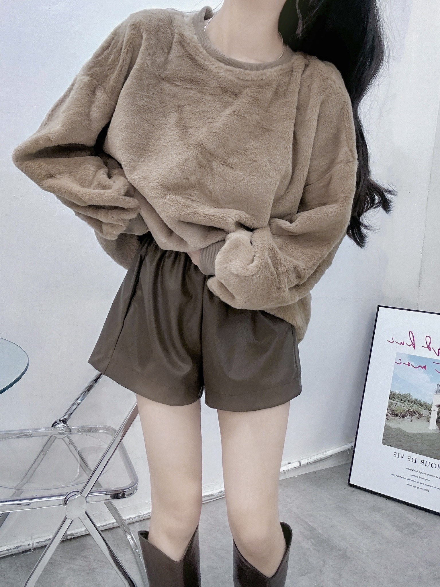 [9053-1]質感素面毛毛上衣 (8)