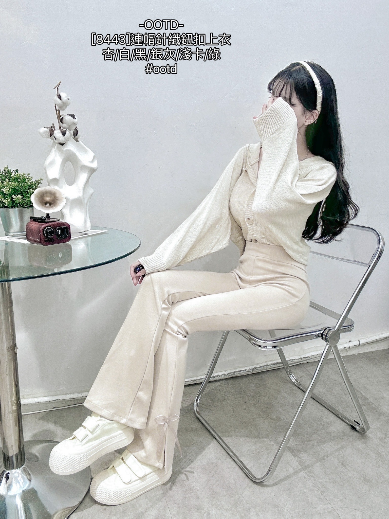 [8443]連帽針織鈕扣上衣 (3)