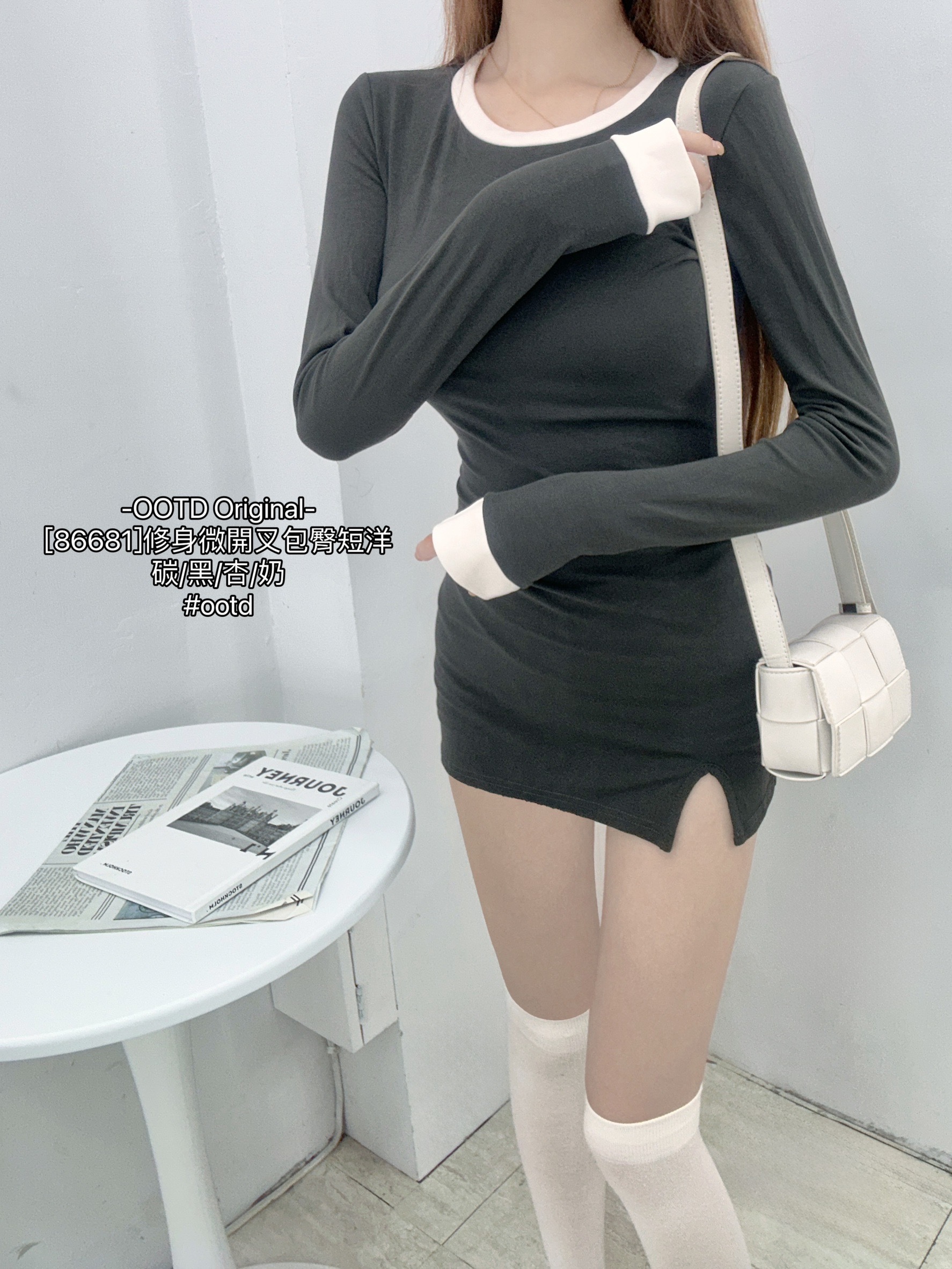 [86681]修身微開叉包臀短洋 (5)