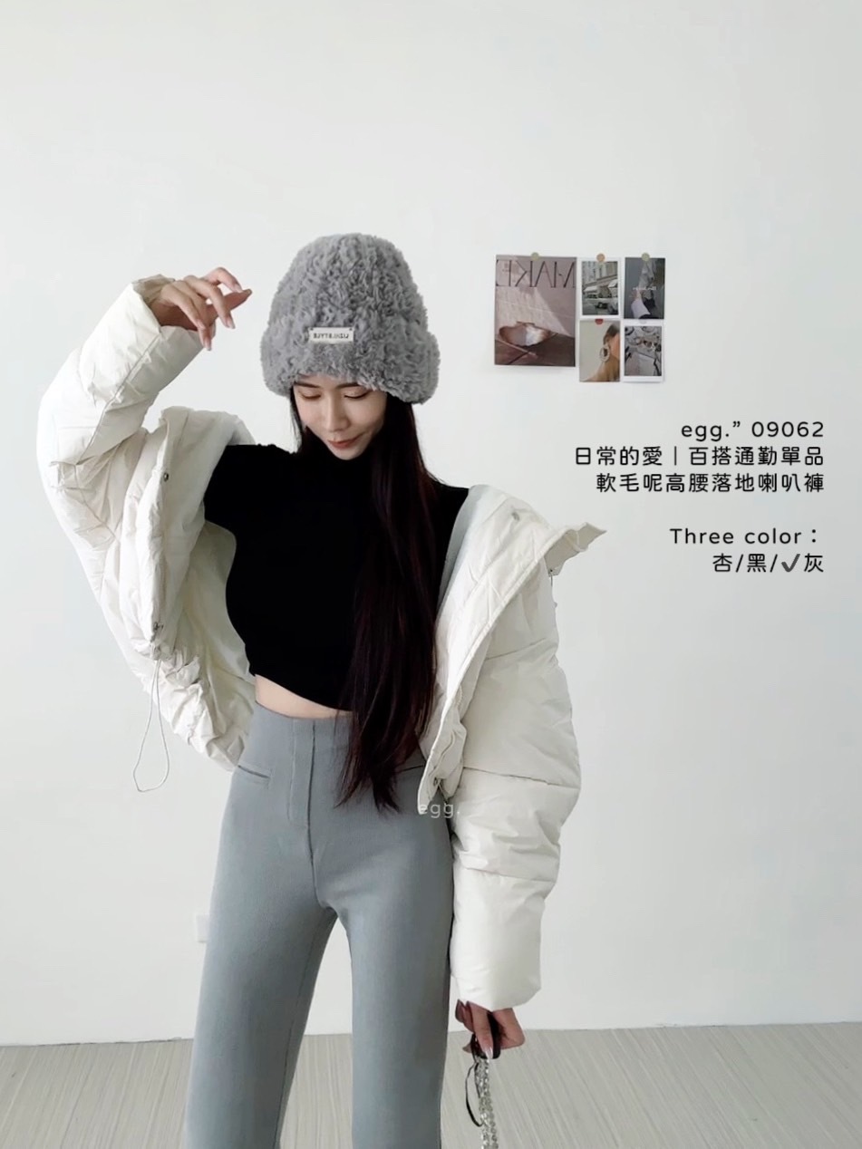 09062日常的愛｜百搭通勤單品軟毛呢高腰落地喇叭褲 (7)