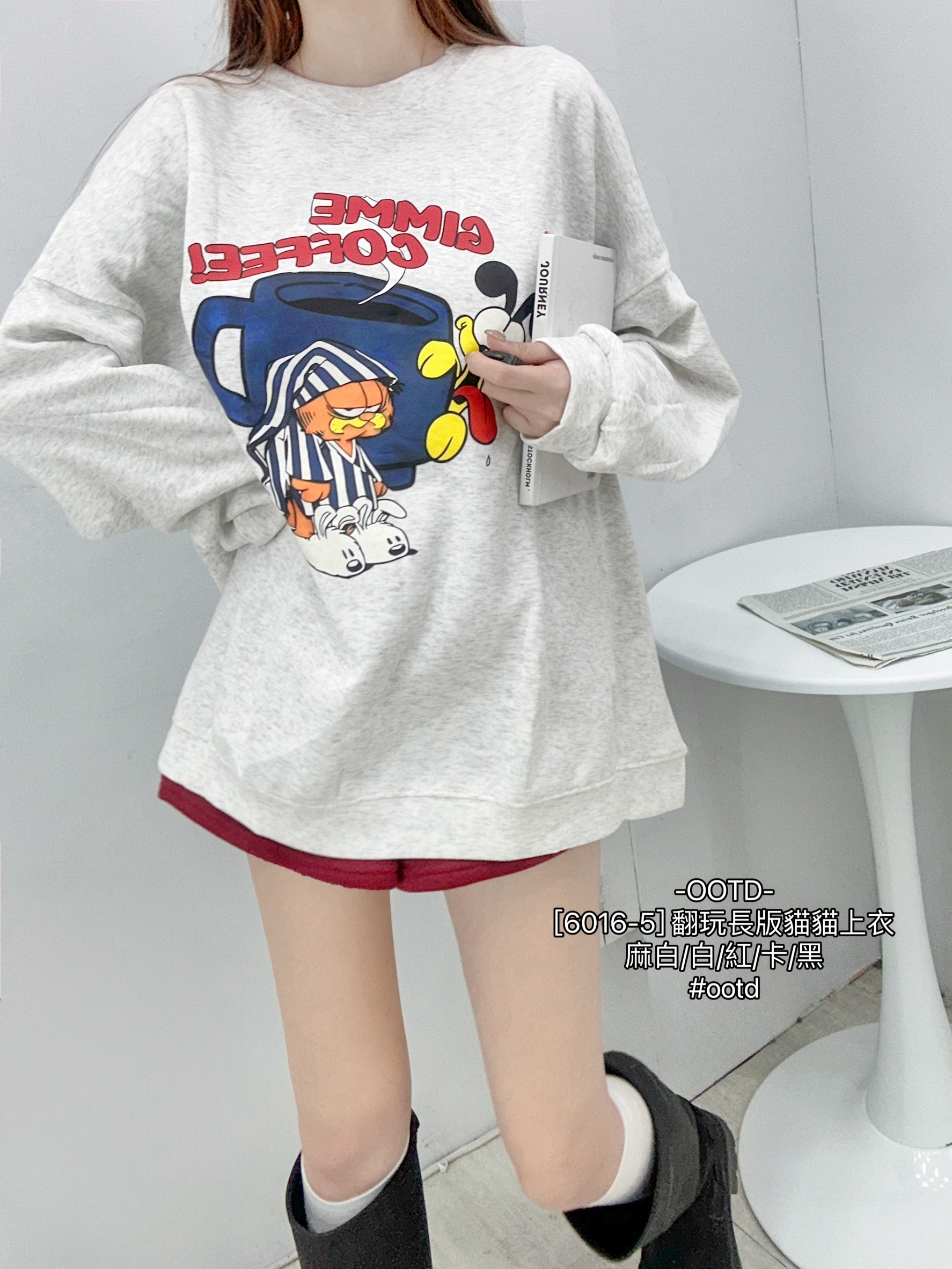 [6016-5] 翻玩長版貓貓上衣 (4)