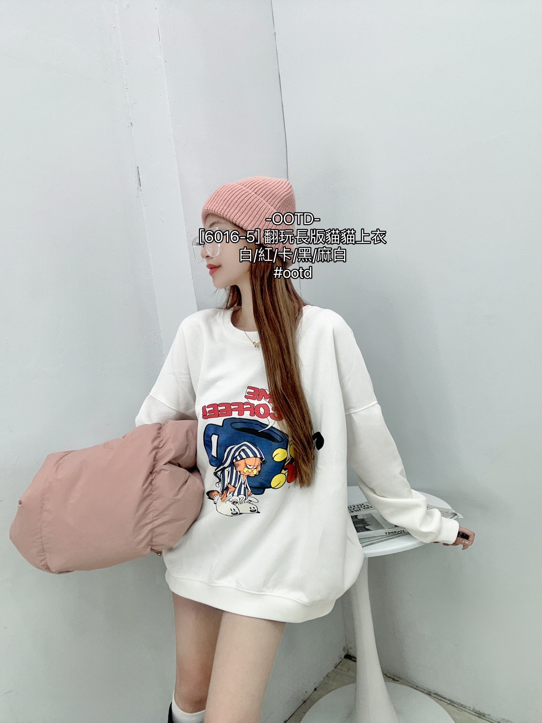 [6016-5] 翻玩長版貓貓上衣