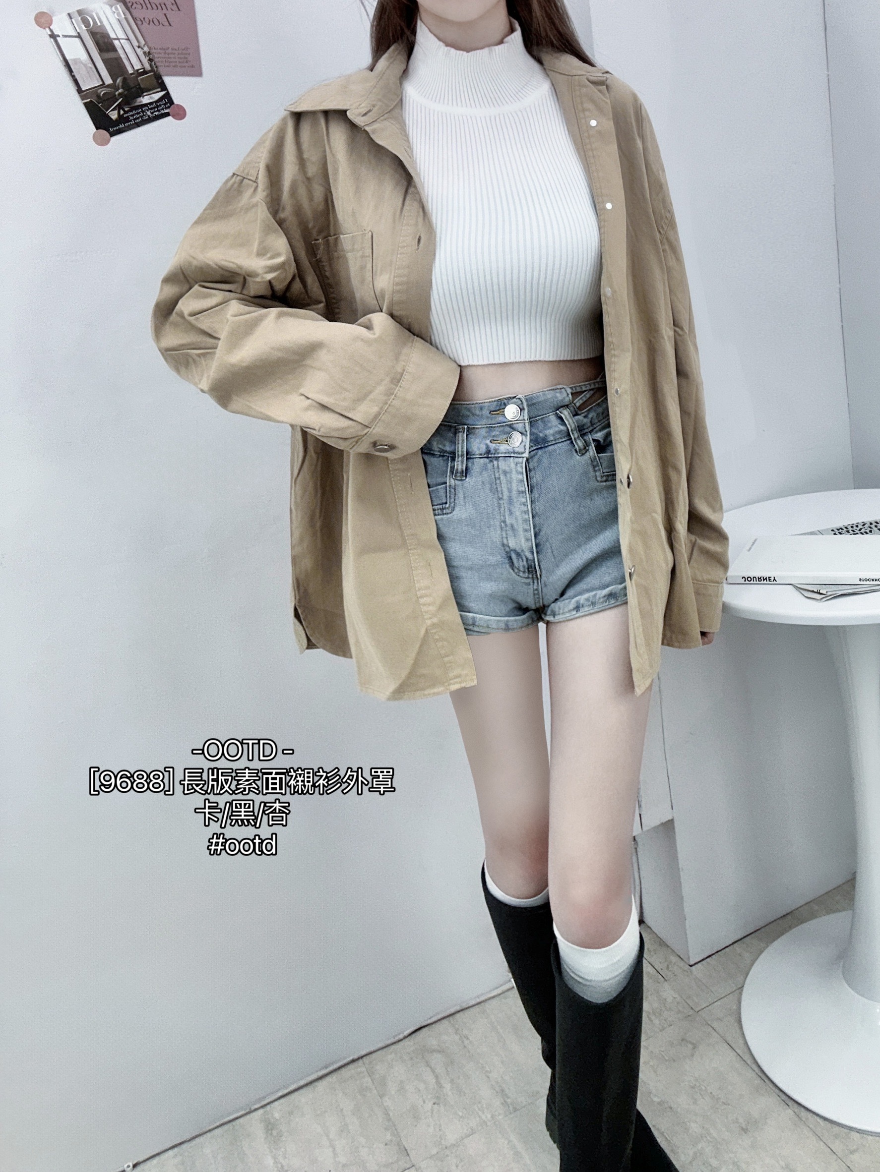 [9688] 長版素面襯衫外罩 (4)