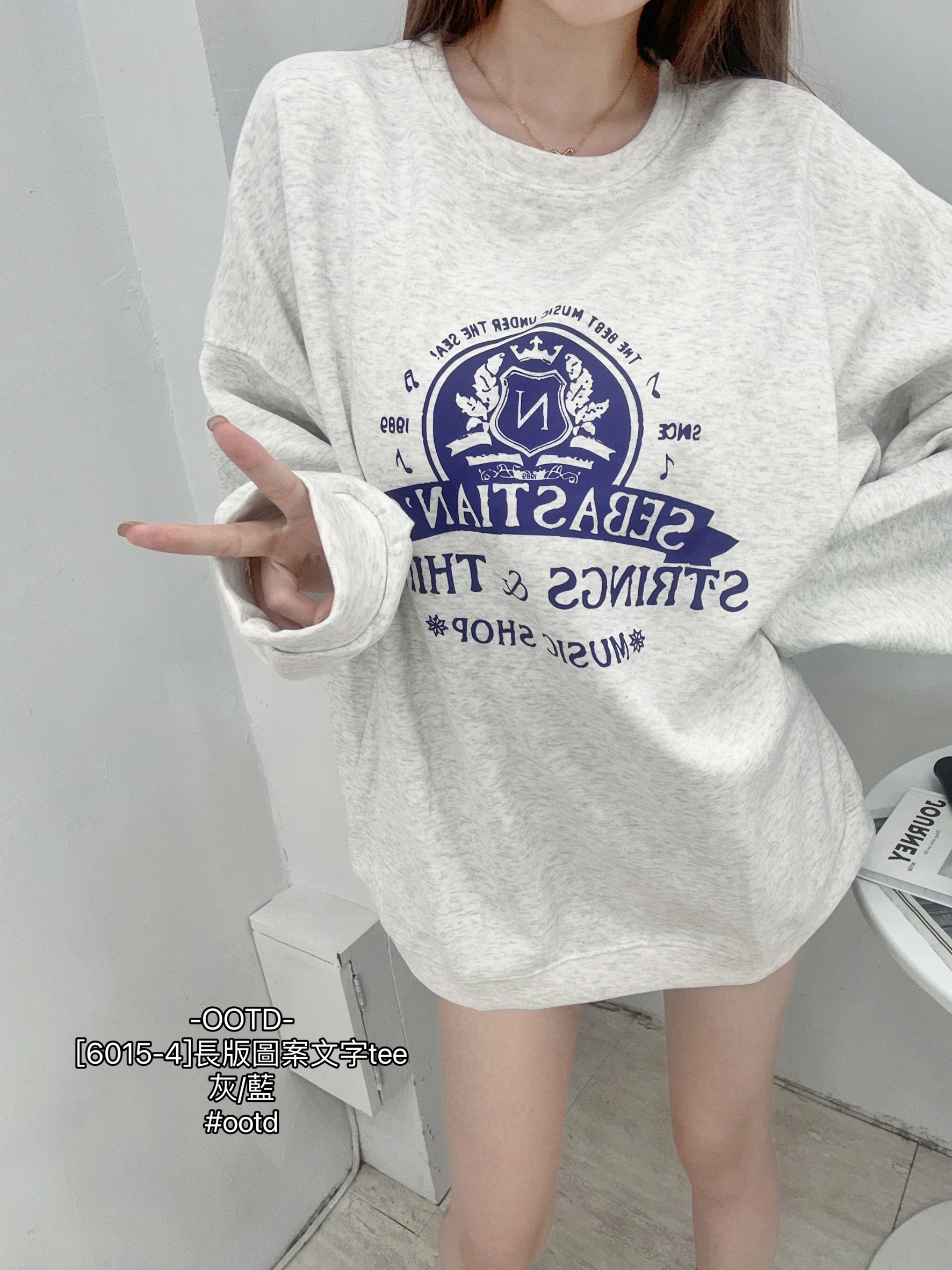 [6015-4]長版圖案文字tee