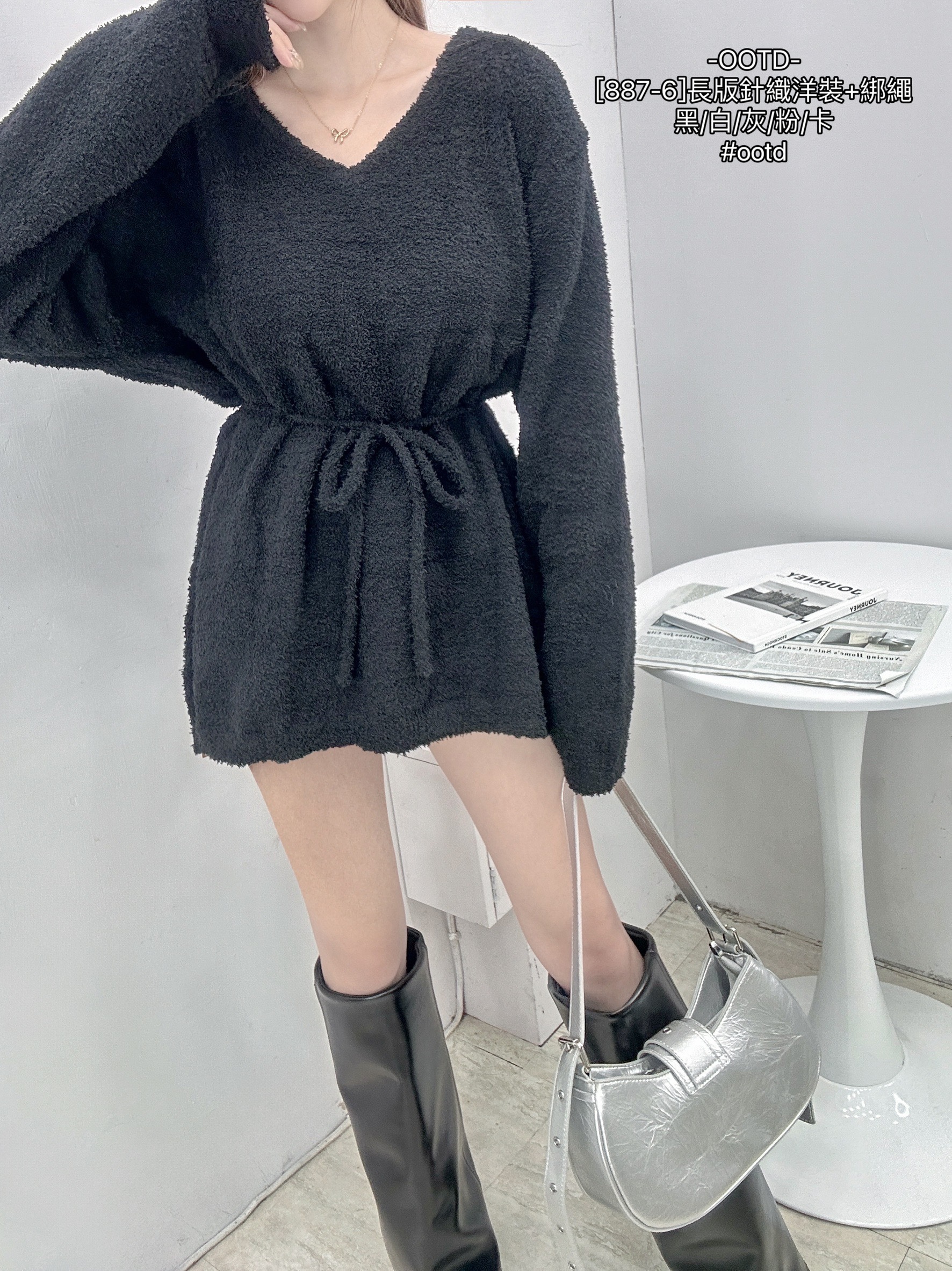 [887-6]長版針織洋裝+綁繩 (9)