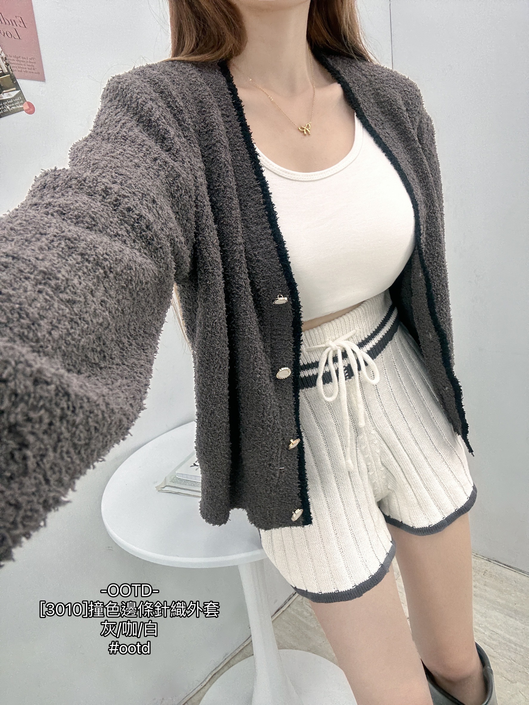 [3010]撞色邊條針織外套 (5)