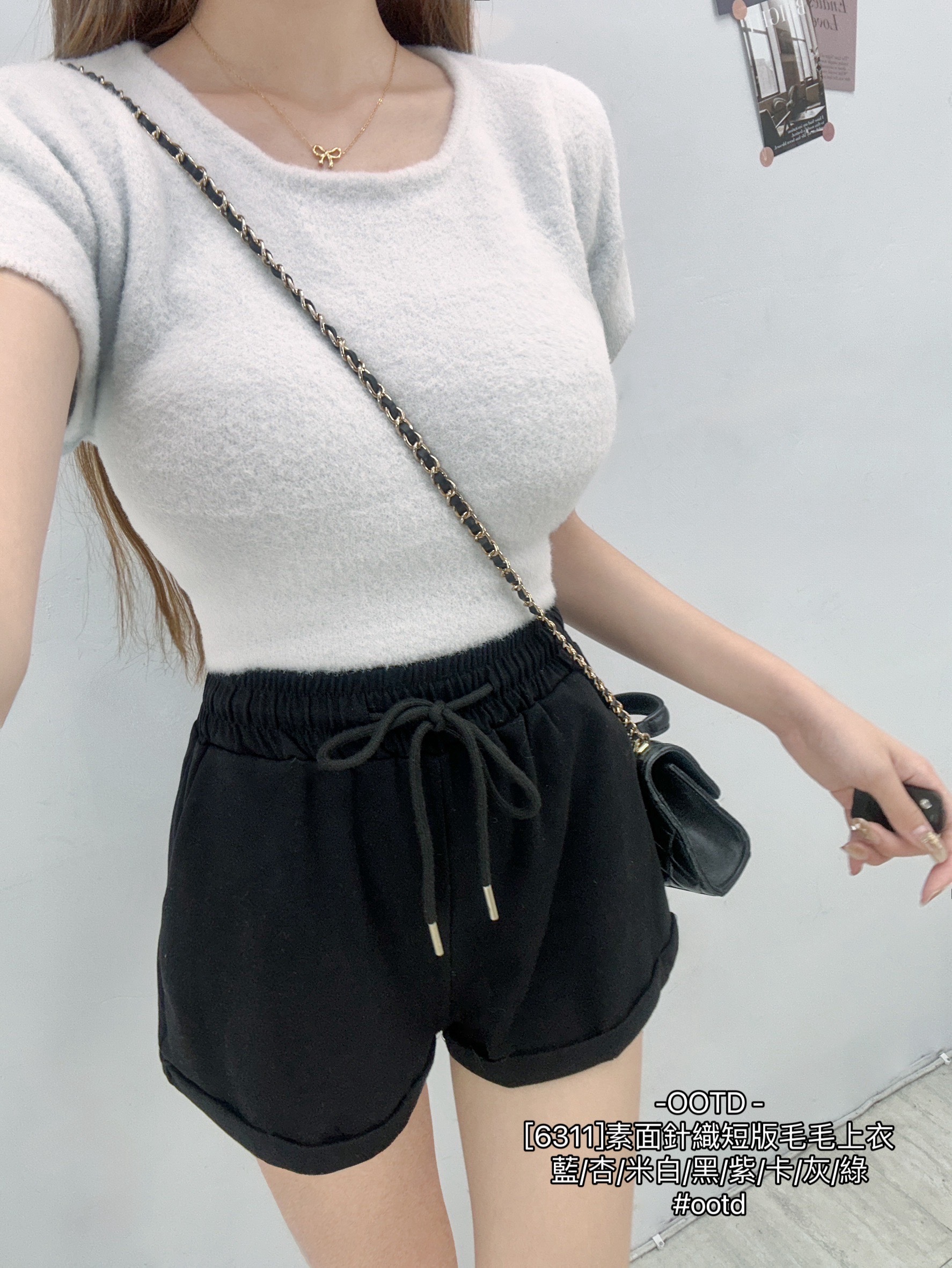 [6311]素面針織短版毛毛上衣 (4)
