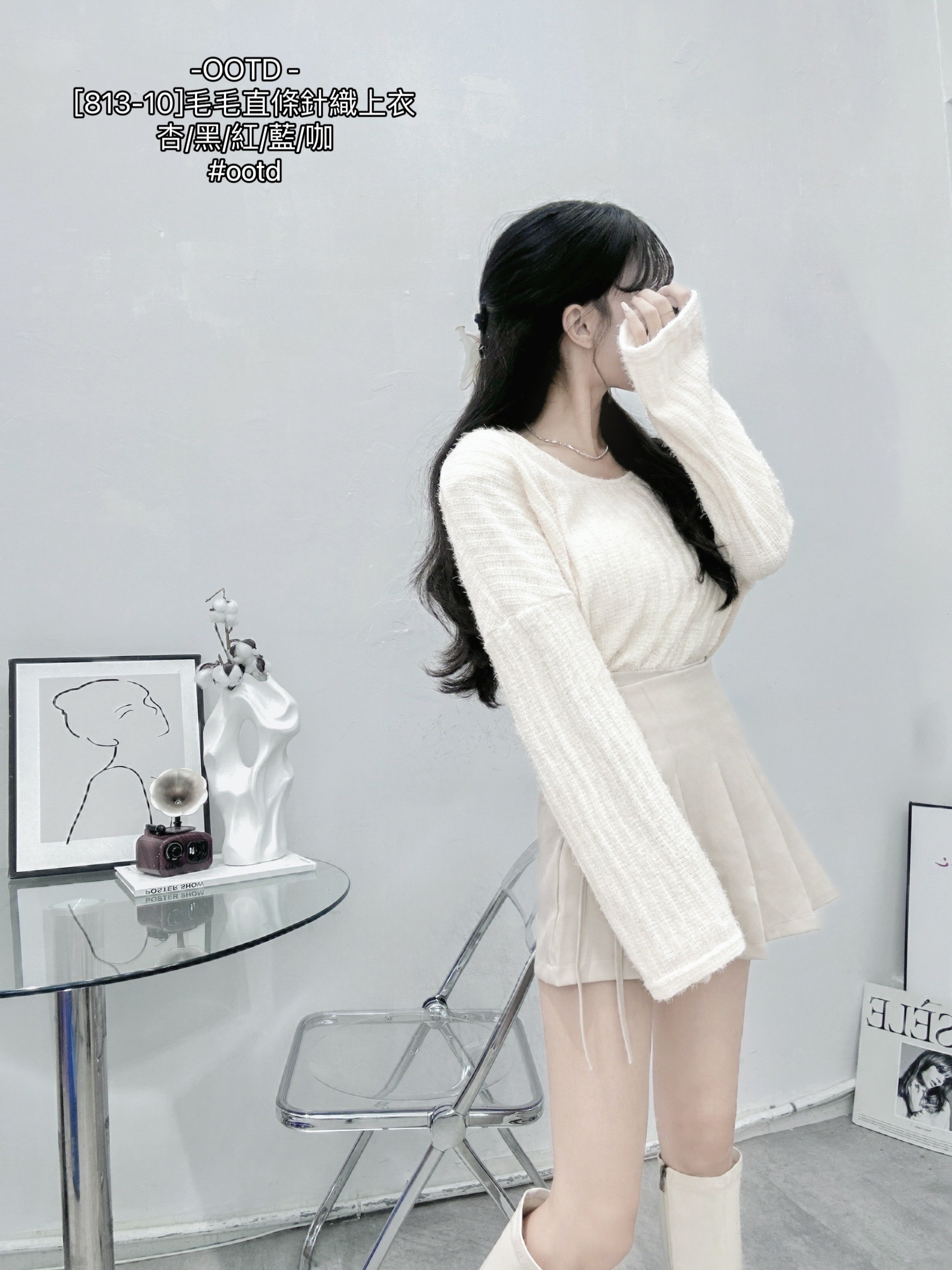 [813-10]毛毛直條針織上衣 (2)