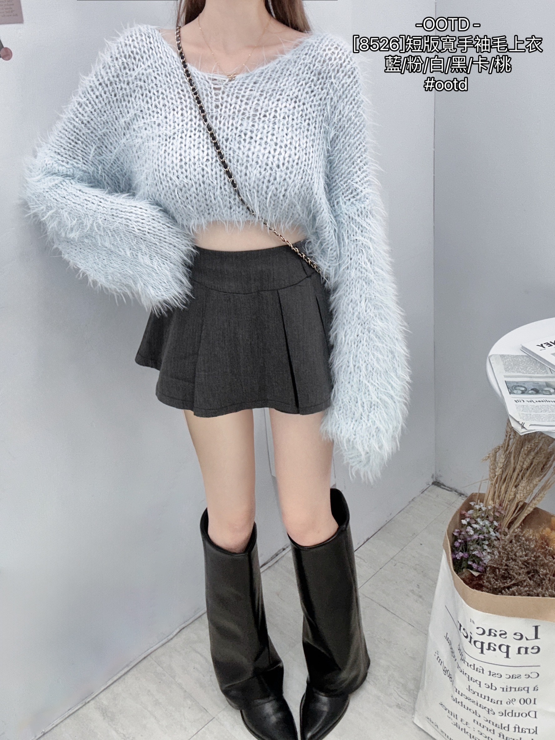 [8526]短版寬手袖毛上衣 (4)