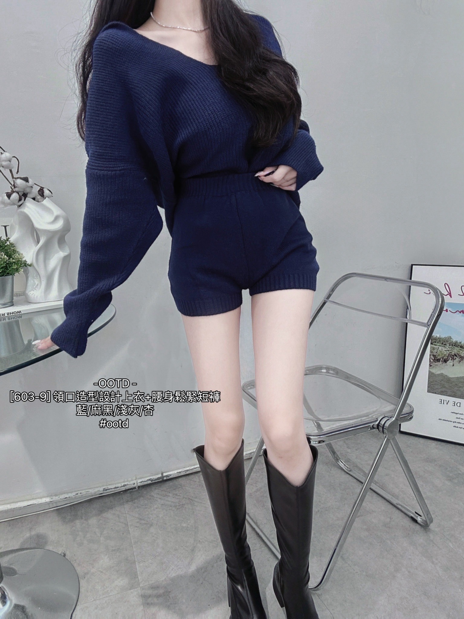 [603-9] 領口造型設計上衣+腰身鬆緊短褲 (7)