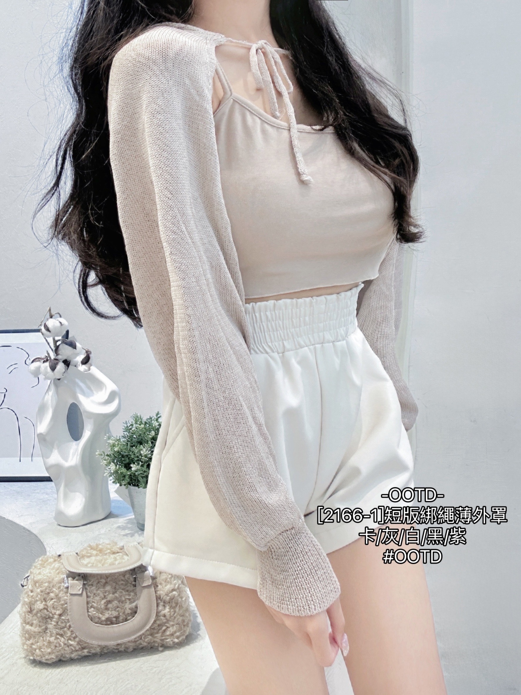 [2166-1]短版綁繩薄外罩 (4)