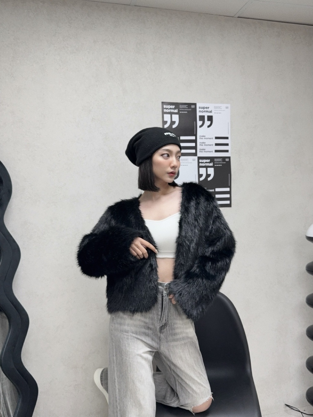 1030699『選品』奢華高質感毛毛短版外套