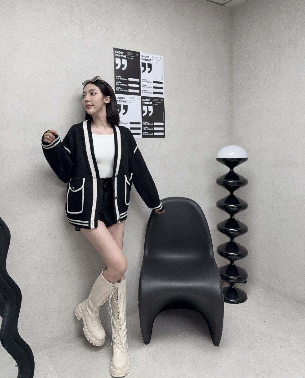 10307727『選品』小香風針織大口袋貂毛外套 (2)