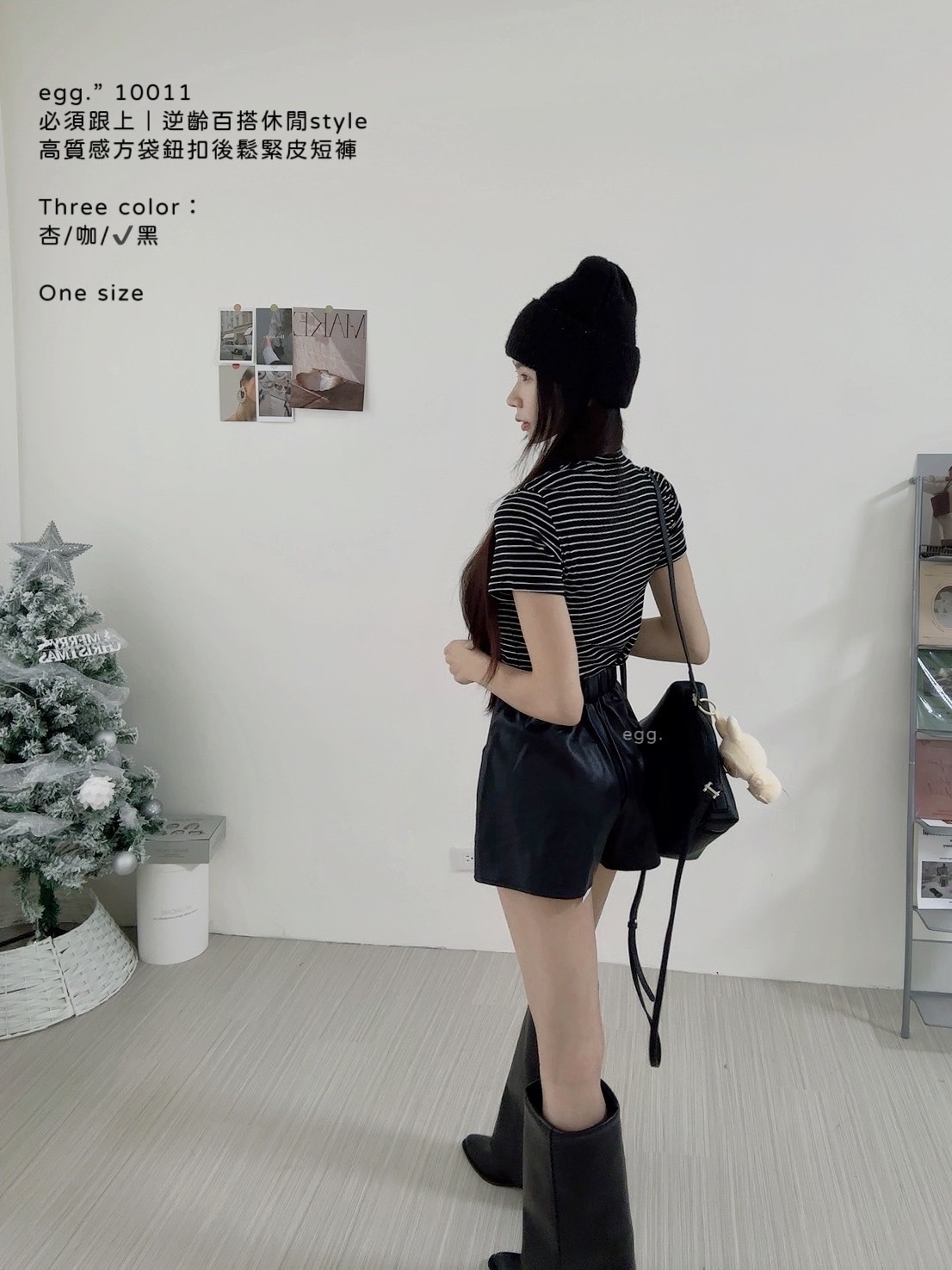 10011質感爆炸｜一件多穿高質感方袋鈕扣後鬆緊皮短褲 (9)