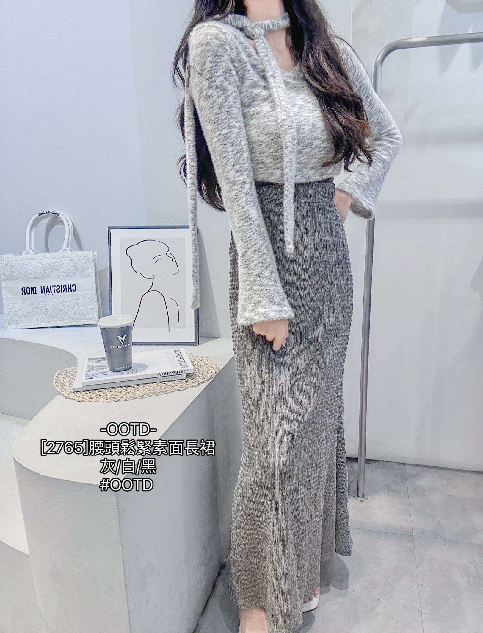 [2765]腰頭鬆緊素面長裙 (6)