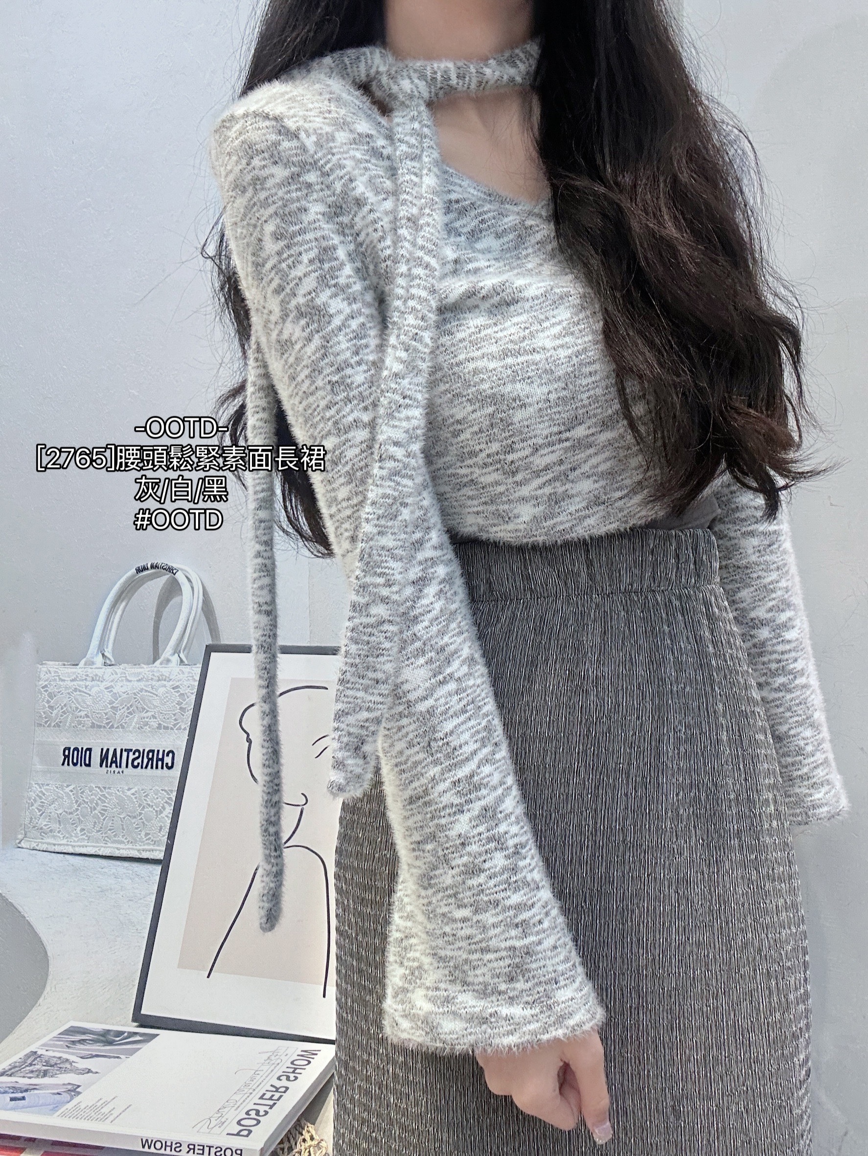 [2765]腰頭鬆緊素面長裙 (5)