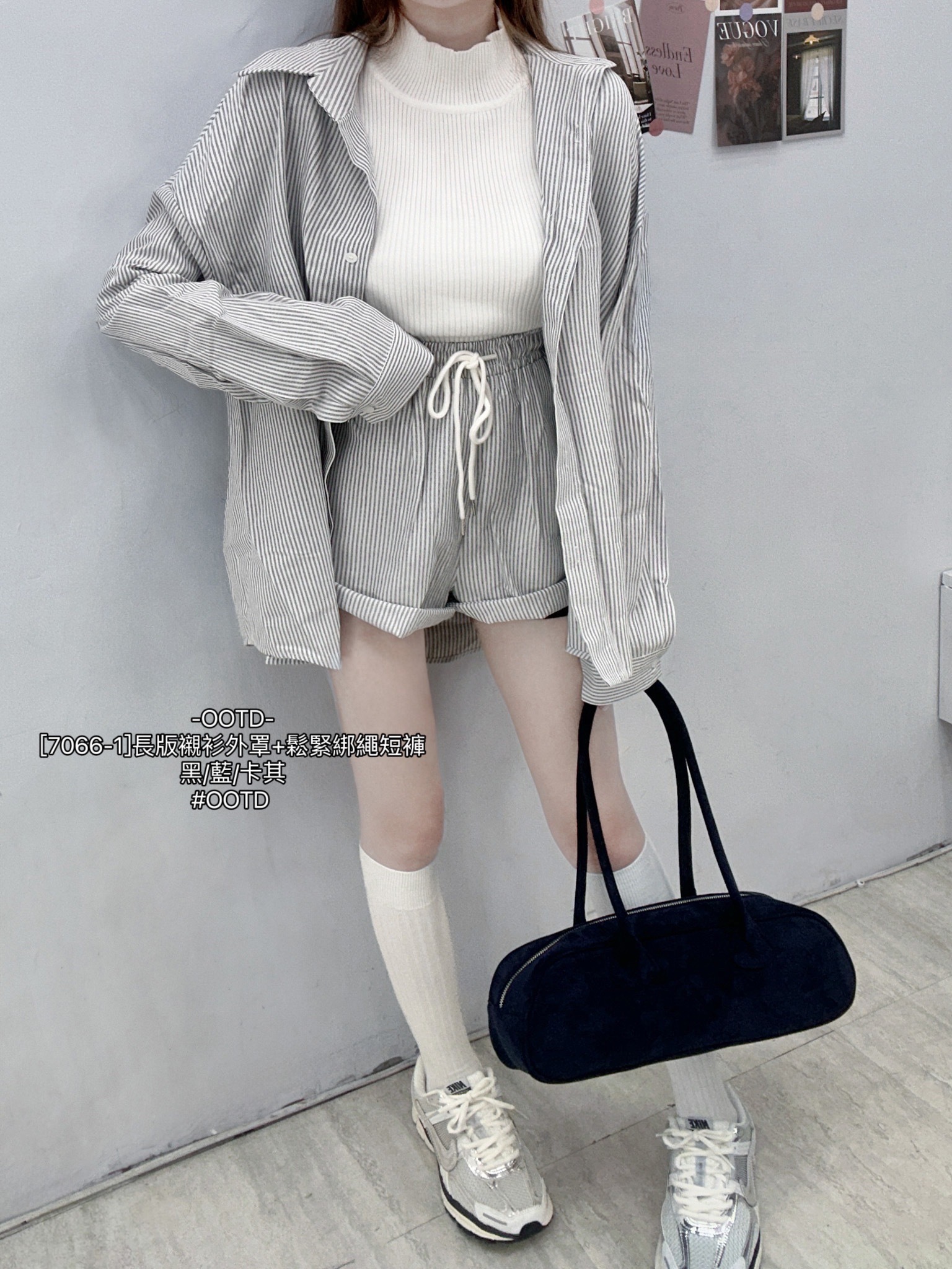 [7066-1]長版襯衫外罩+鬆緊綁繩短褲 (8)