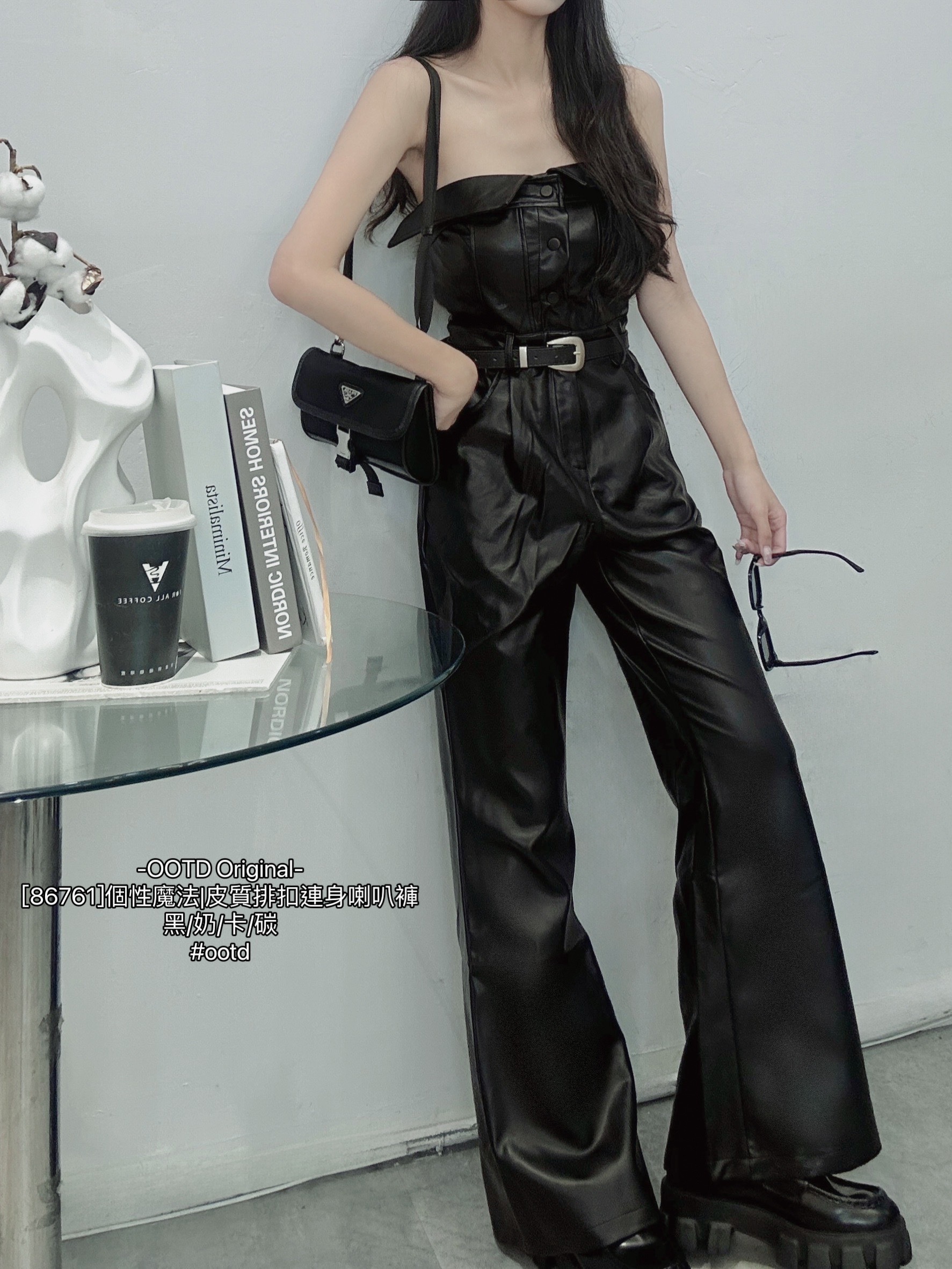 [86761]個性魔法皮質排扣連身喇叭褲 (7)
