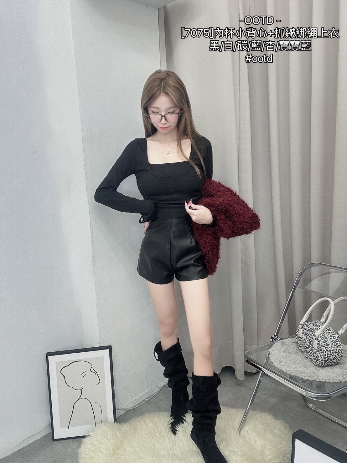 [7075]內杯小背心+抓皺綁繩上衣 (10)