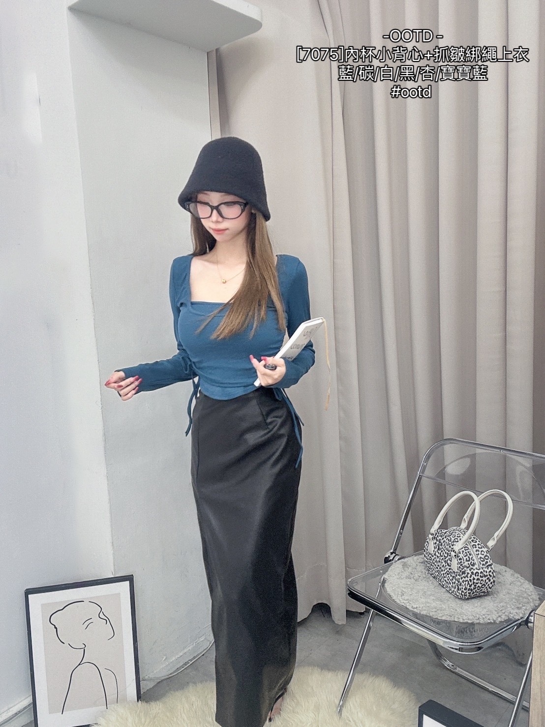 [7075]內杯小背心+抓皺綁繩上衣 (9)