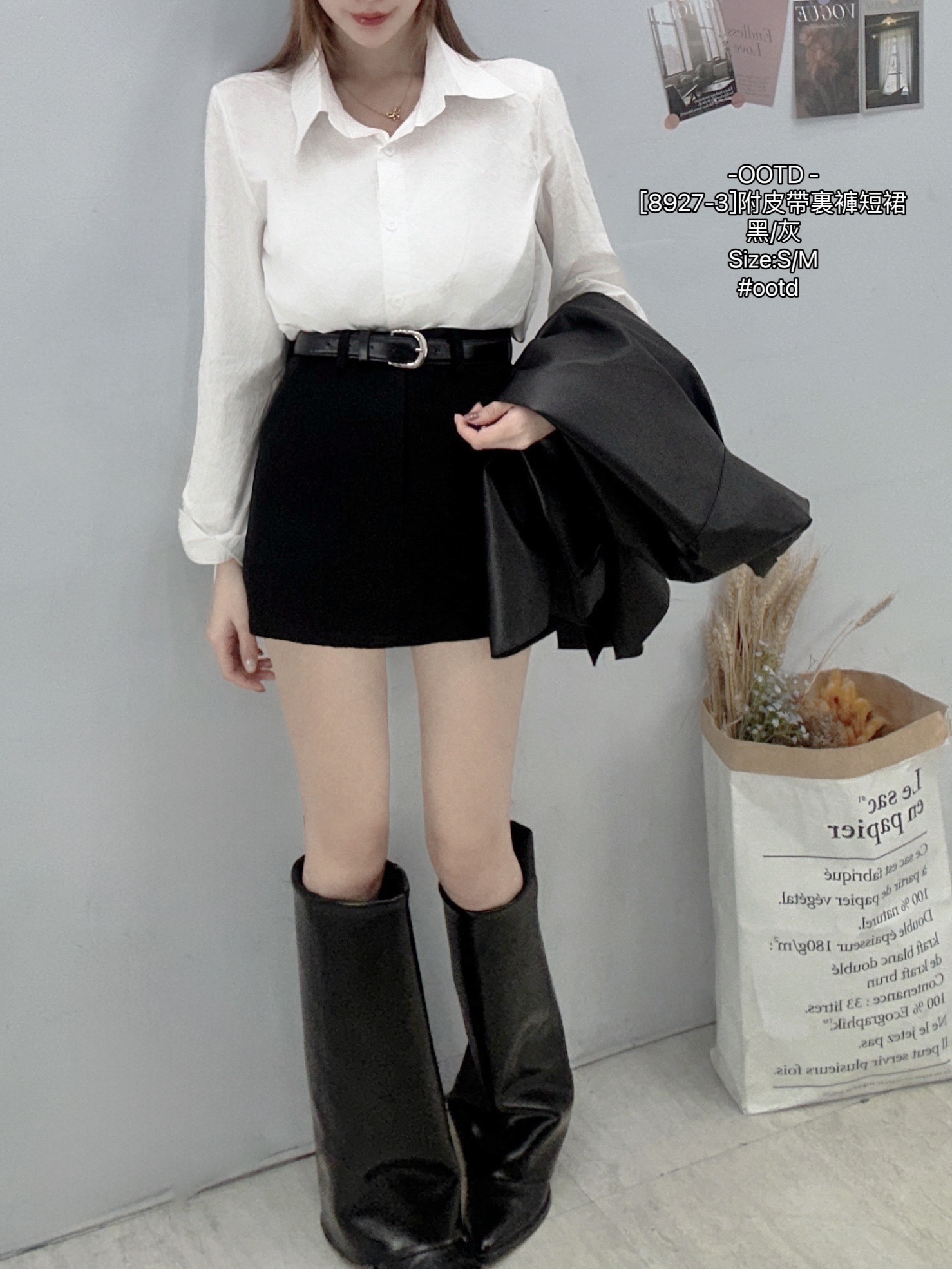 [8927-3]附皮帶裏褲短裙 (4)