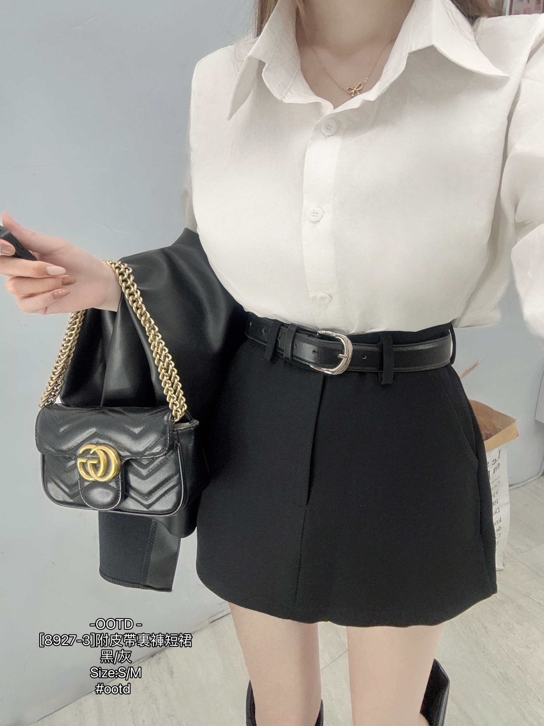 [8927-3]附皮帶裏褲短裙 (5)