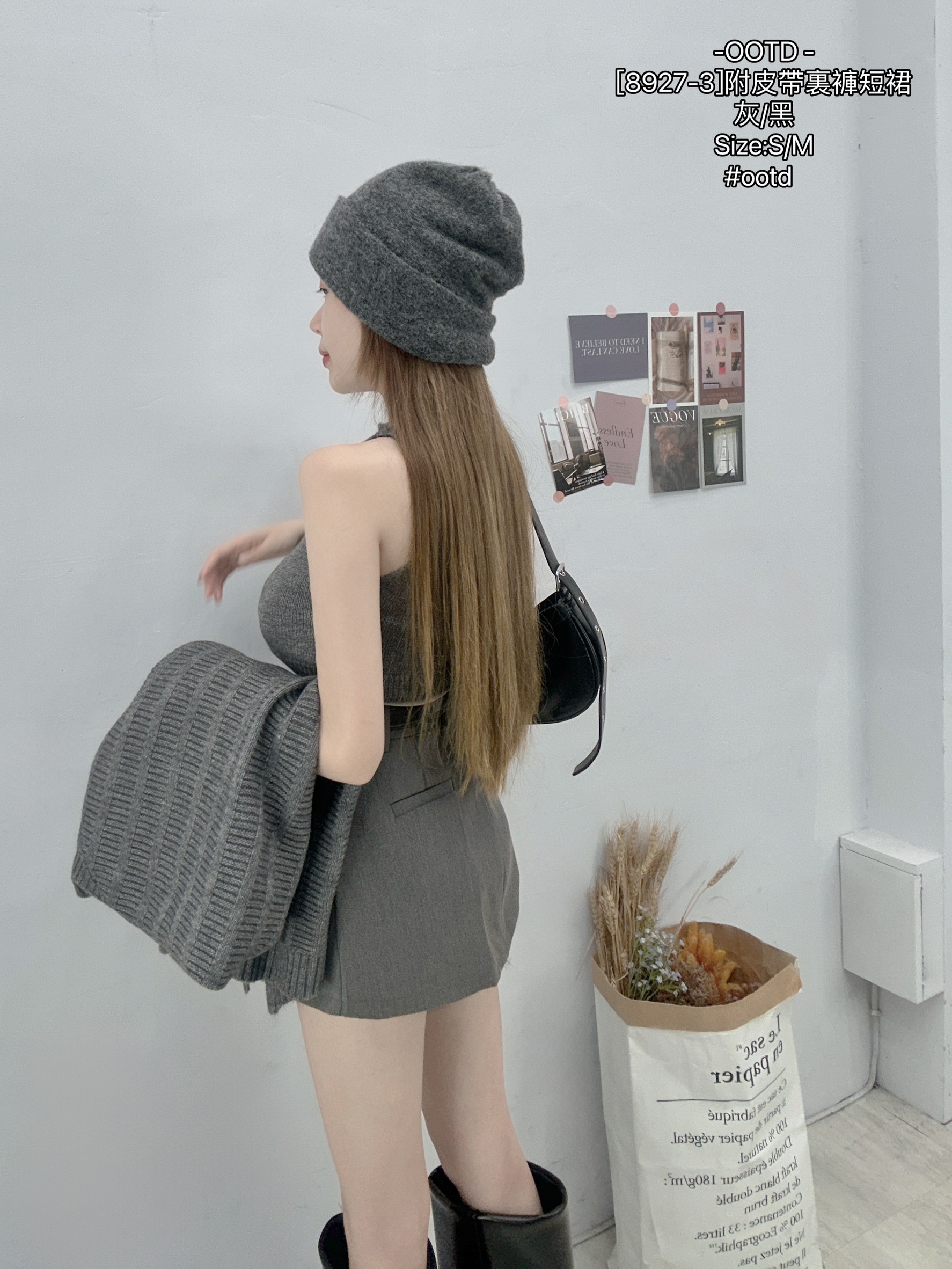 [8927-3]附皮帶裏褲短裙 (3)