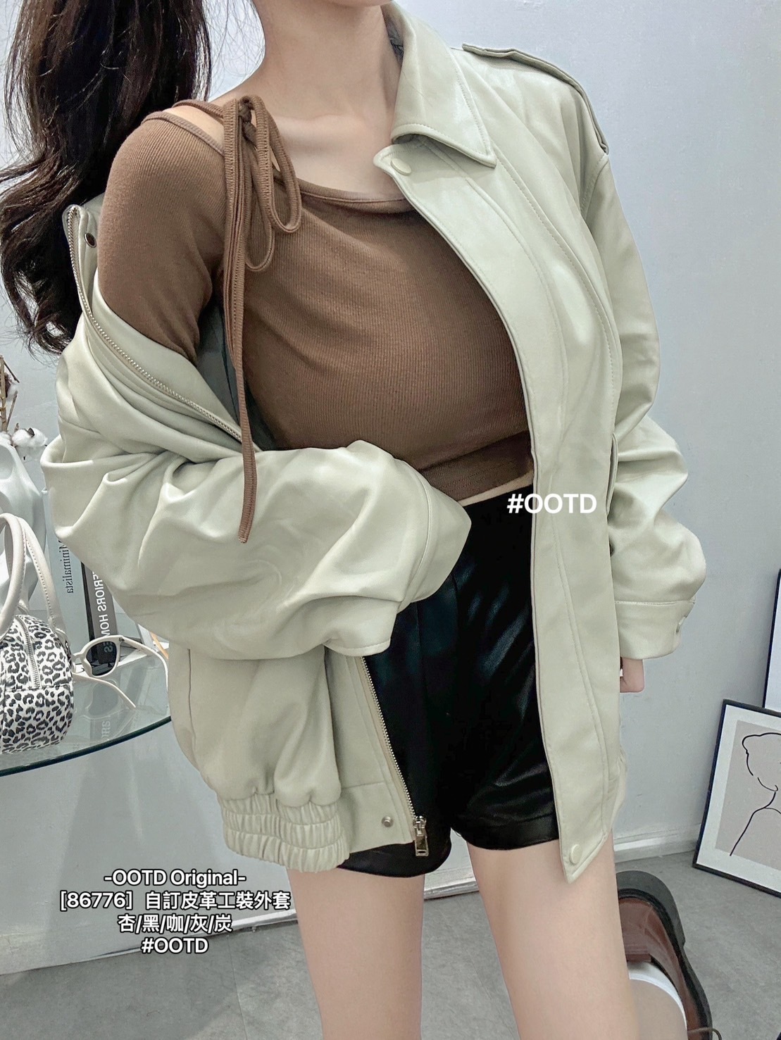 [86776］自訂皮革工裝外套