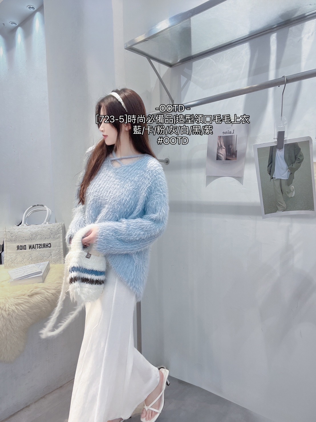 [723-5]時尚必備品造型領口毛毛上衣 (6)