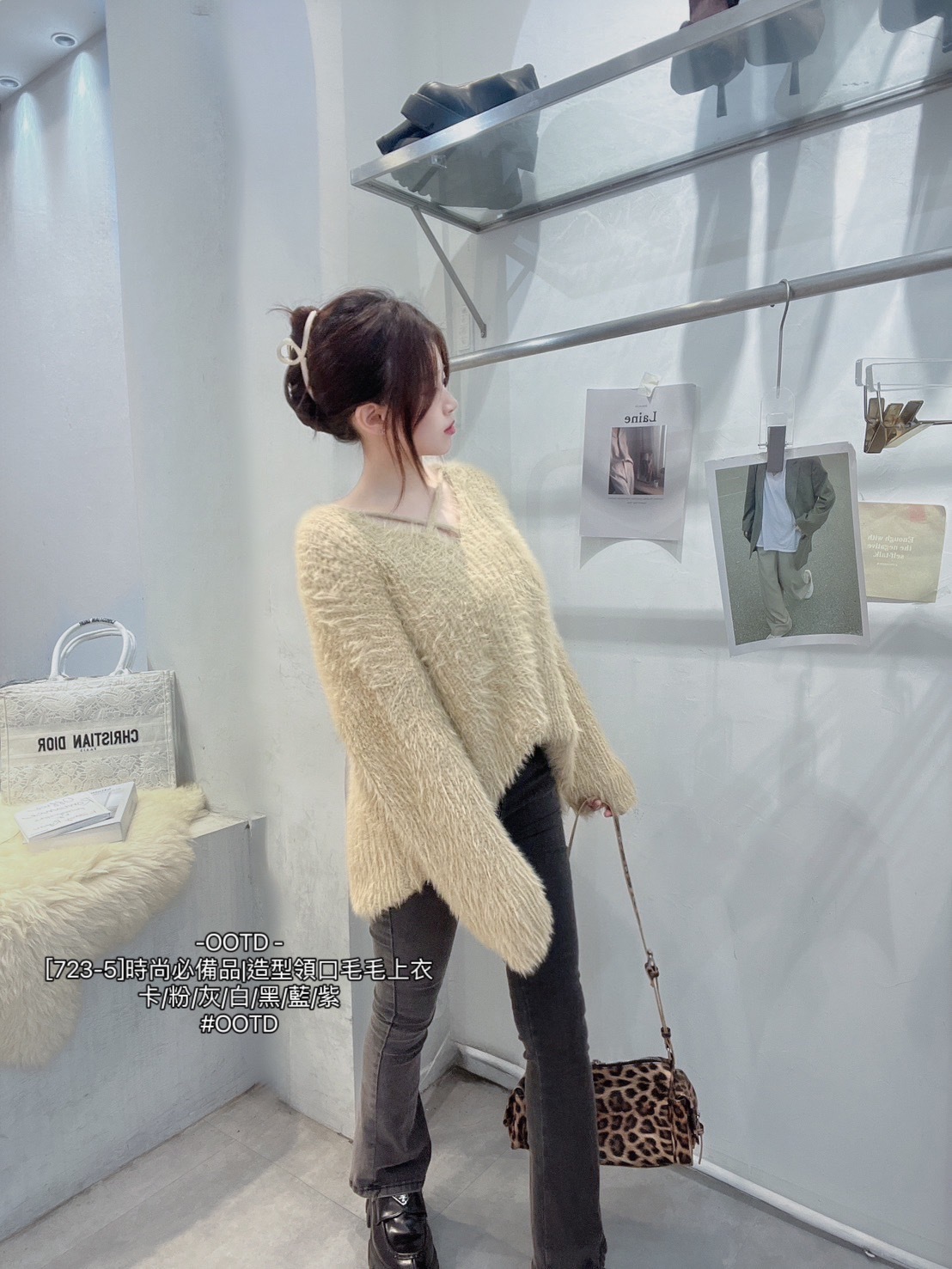 [723-5]時尚必備品造型領口毛毛上衣 (7)