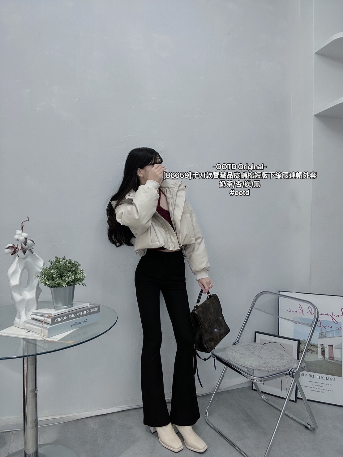 [86659]手刀款寶藏品皮鋪棉短版下縮腰連帽外套 (6)