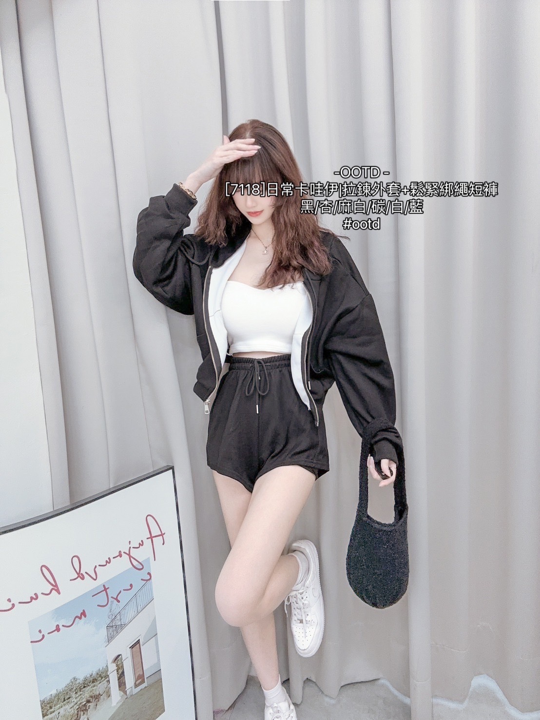 [7118]日常卡哇伊拉鍊外套+鬆緊綁繩短褲 (11)