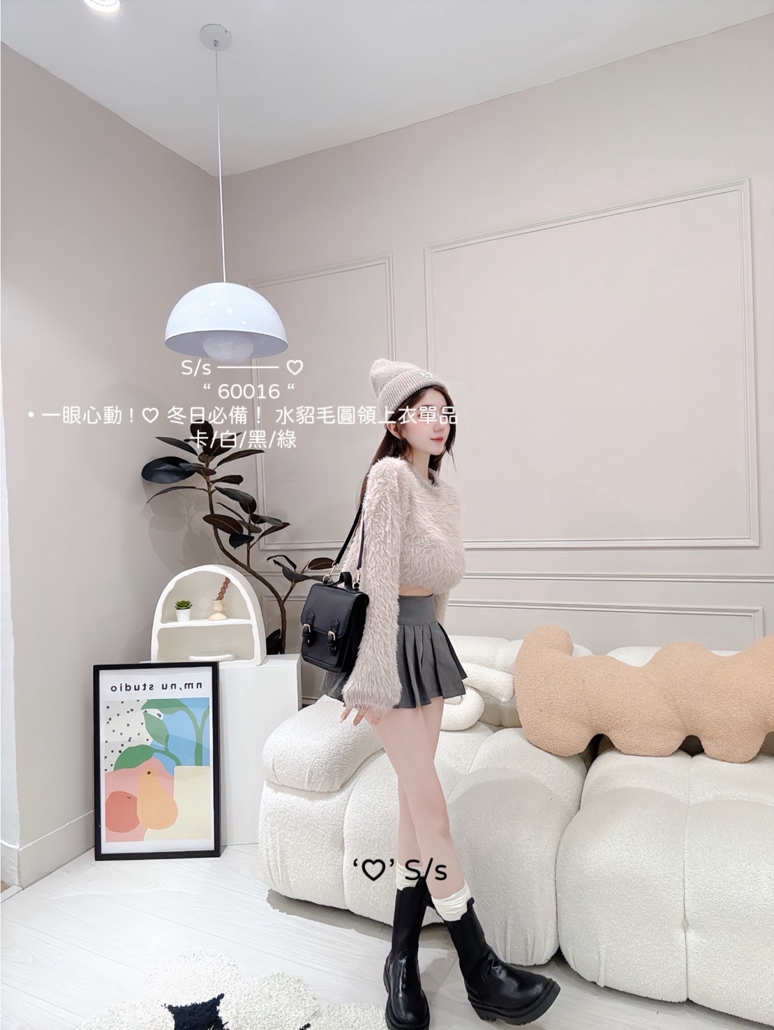 60016一眼心動 ! ♡ 冬日必備！ 水貂毛圓領上衣單品 (4)