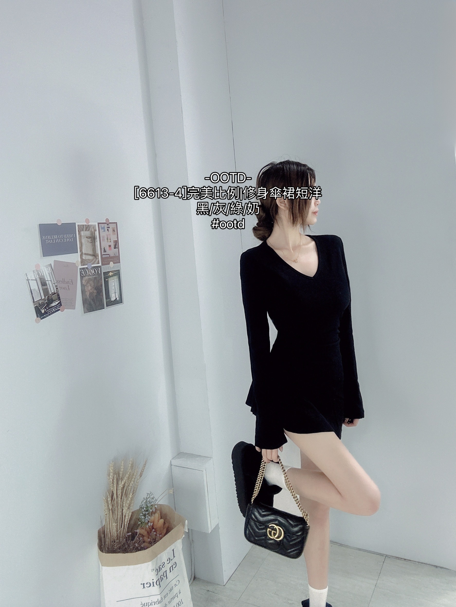 [6613-4]完美比例修身傘裙短洋 (7)